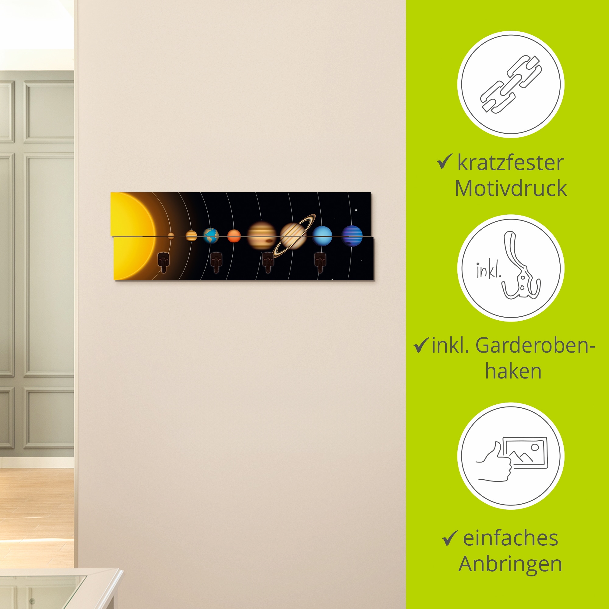 Artland Garderobenleiste »Vector Sonnensystem mit Planeten«, teilmontiert
