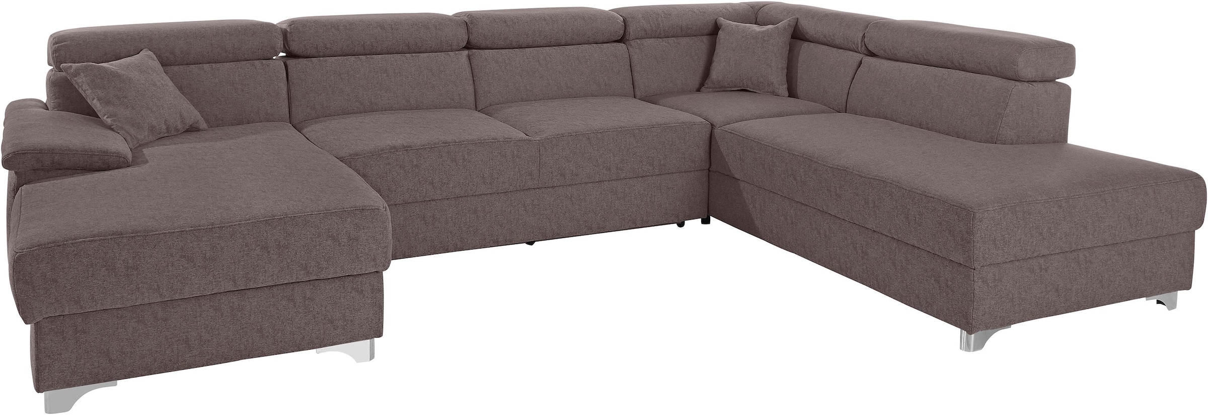 DOMO collection Wohnlandschaft »Mira, inklusive Kopfteilverstellung für mehr Wohlfühlkomfort, U-Form«, wahlweise mit Bettfunktion und Bettkasten, elegant und modern
