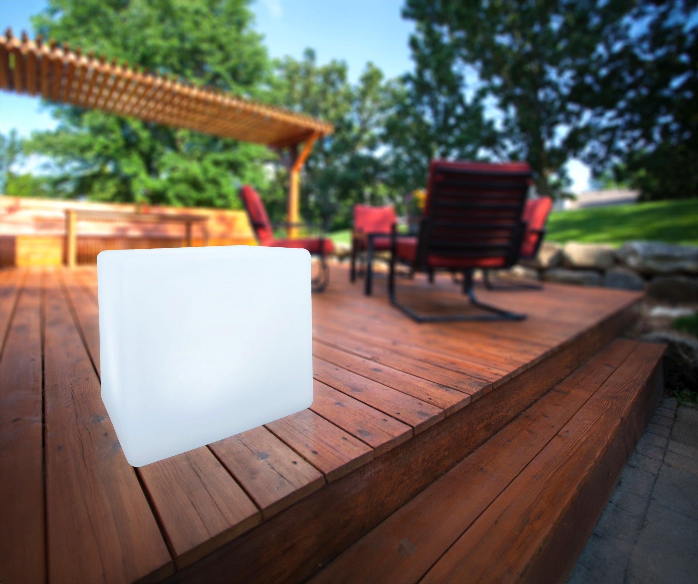 my home LED Solarleuchte »Elowyn, LED-Solar Würfelleuchte 30 cm« LED-Modul 1 Stk. RGB | Warmweiß mit Erdspieß