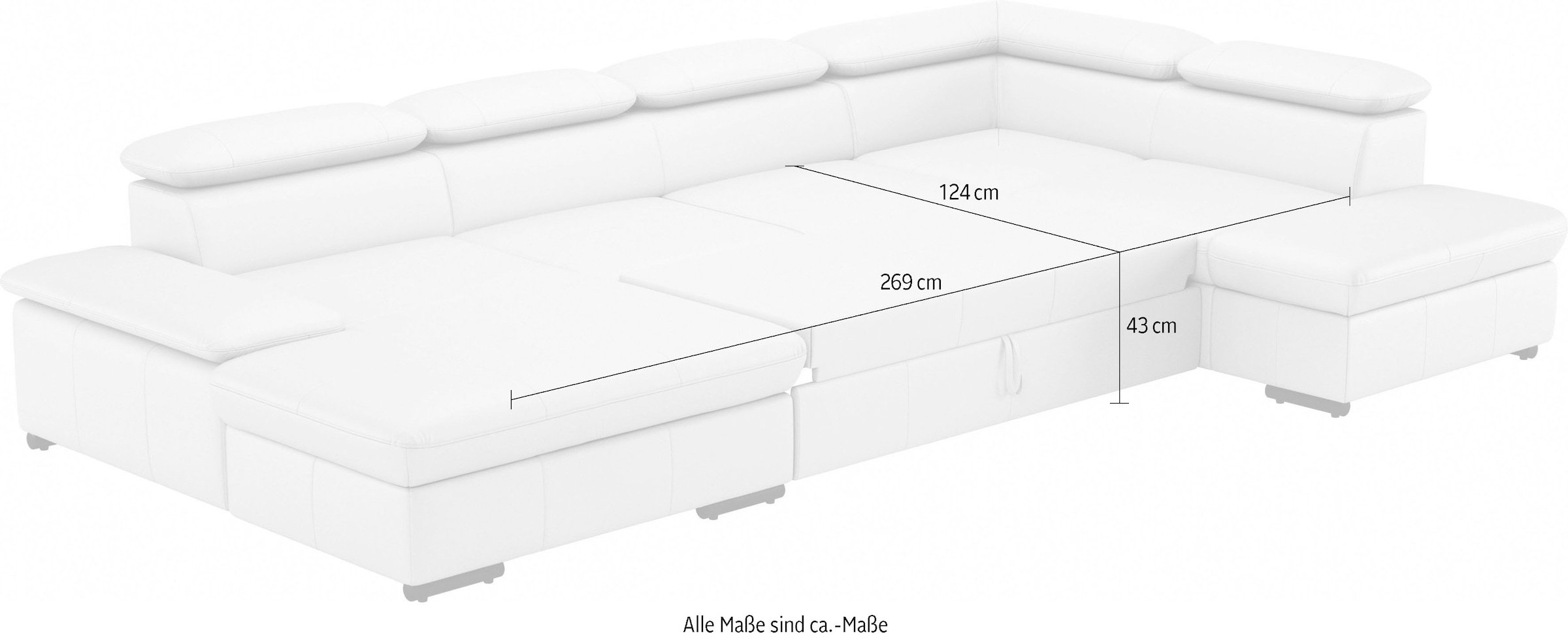 sit&more Wohnlandschaft »Alcudia U-Form«, wahlweise mit Bettfunktion