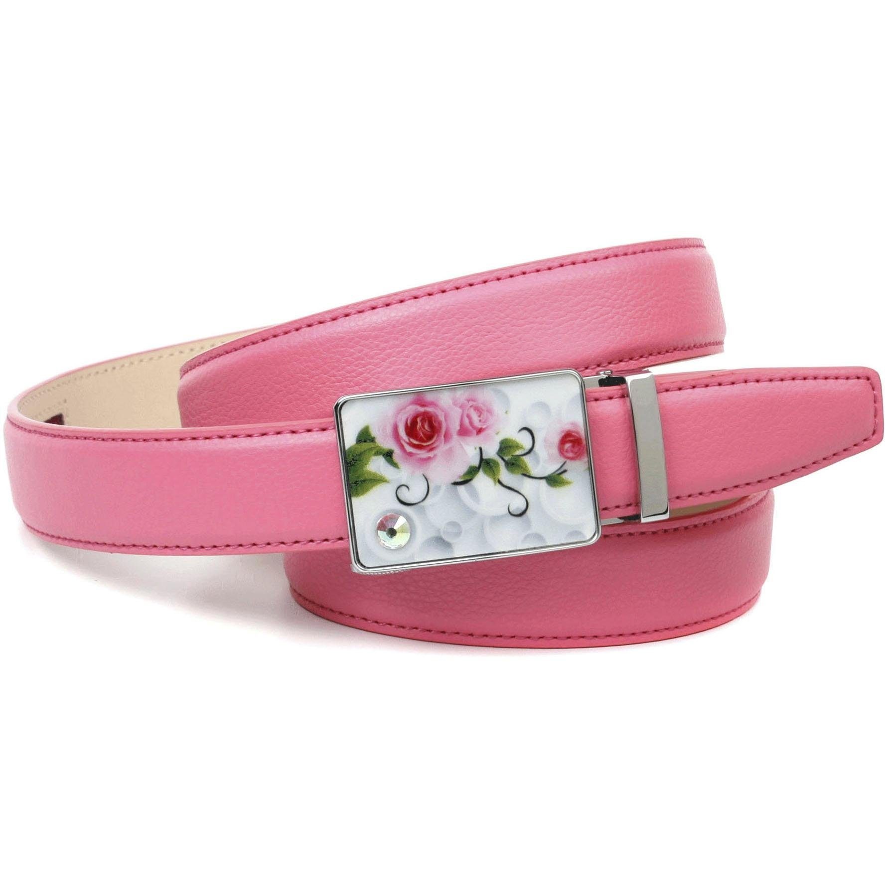 Anthoni Crown Ledergürtel, stilvoll in rosa mit silberfarbener Schließe auf  Raten kaufen