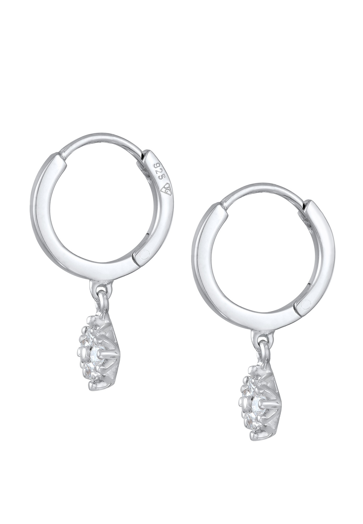 Elli DIAMONDS Paar Creolen »Ohrringe Creolen Lab Grown Diamant (0.056 ct.) Anhänger 925 Silber«