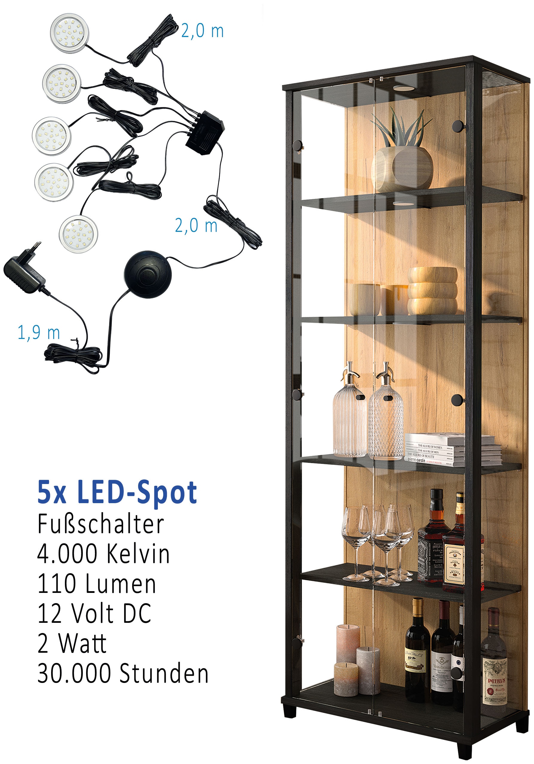 fif möbel Vitrine »OPTIMA« Standvitrine, Vitrinenschrank, Glasvitrine, Sammlervitrine