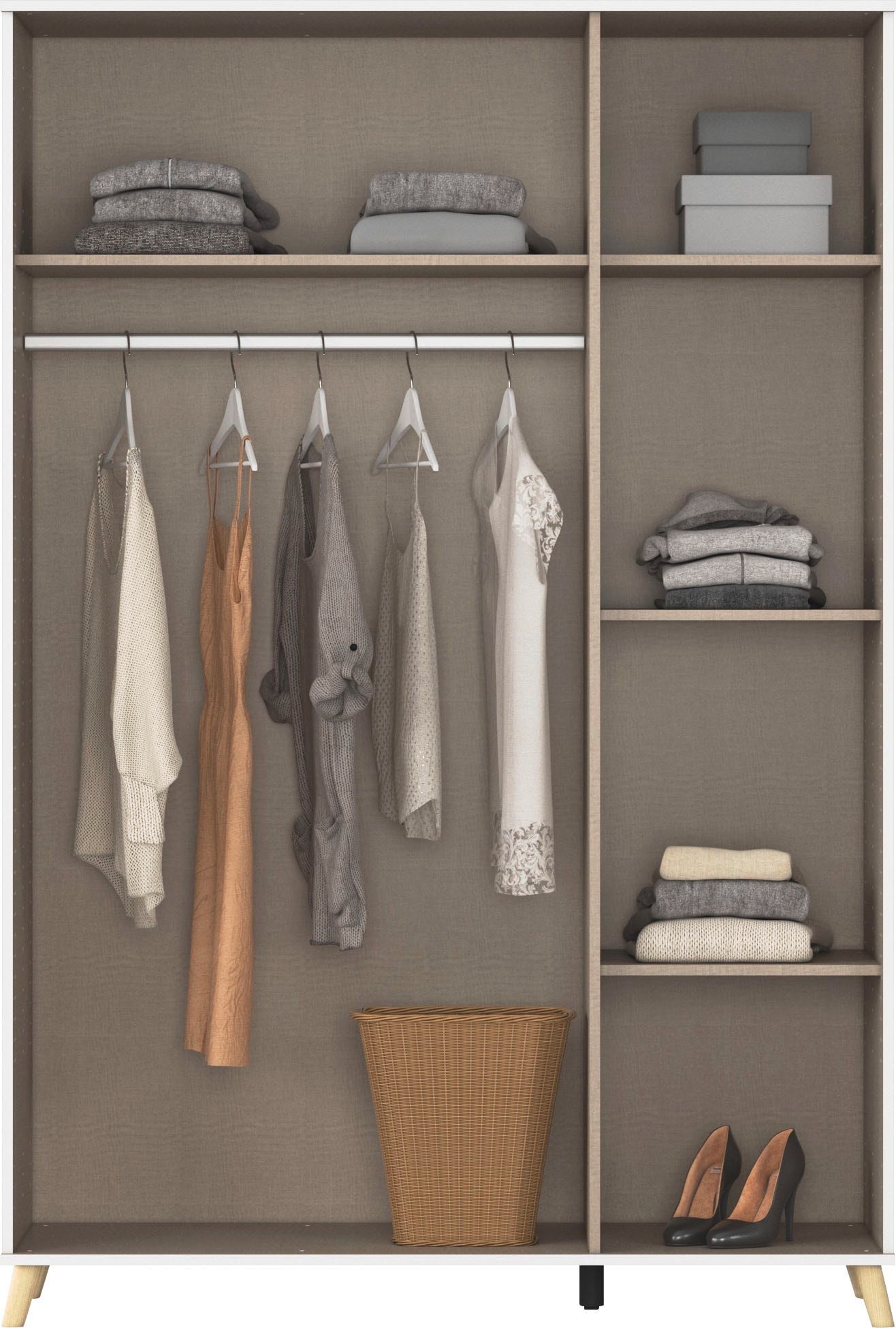 rauch Kleiderschrank »Ottos Choice Skandi Kinderzimmer Bestseller Schlafzimmerschrank FALUN« Breite 137/182, Höhe 203 cm,  im modernen Skandi-Look, Füße/Griffe Eiche massiv MADE IN GERMANY