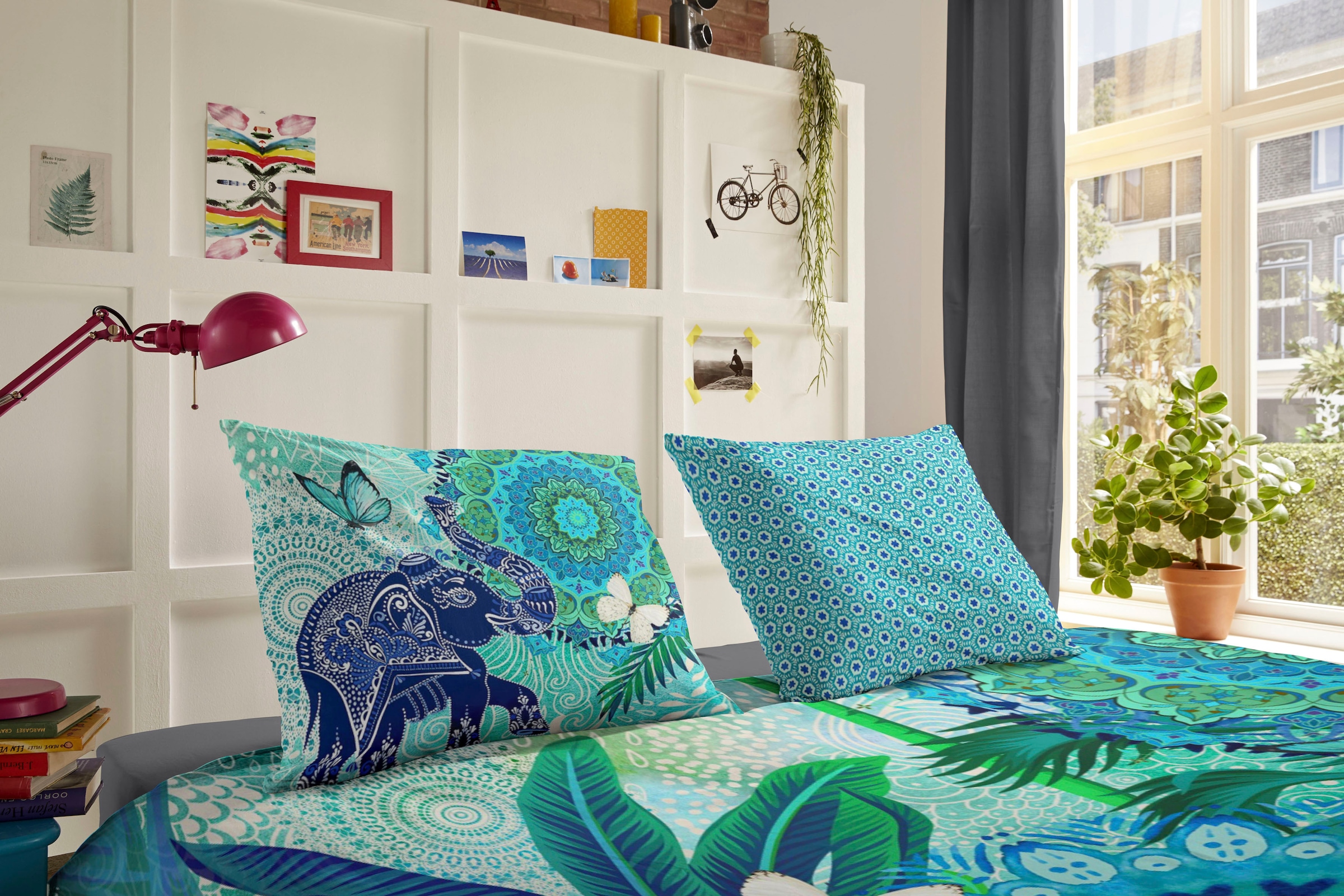 hip Wendebettwäsche »Isara«, Mako-Satin, 135x200, Reißverschluss, Wendeoptik, Mandala, Elefant Blau