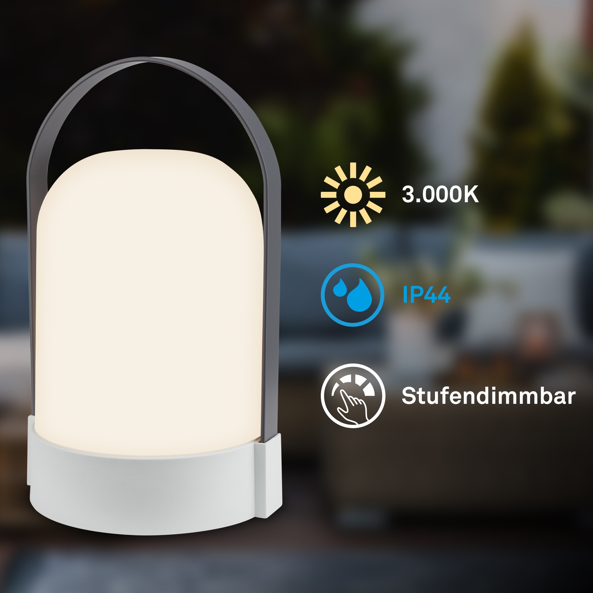 Briloner Leuchten LED Tischleuchte »ASA BIG« LED-Board 1 Stk. Warmweiß 14,5x13,5x24 cm, Indoor/Outdoor, Balkon, Terrasse, Wohnzimmer