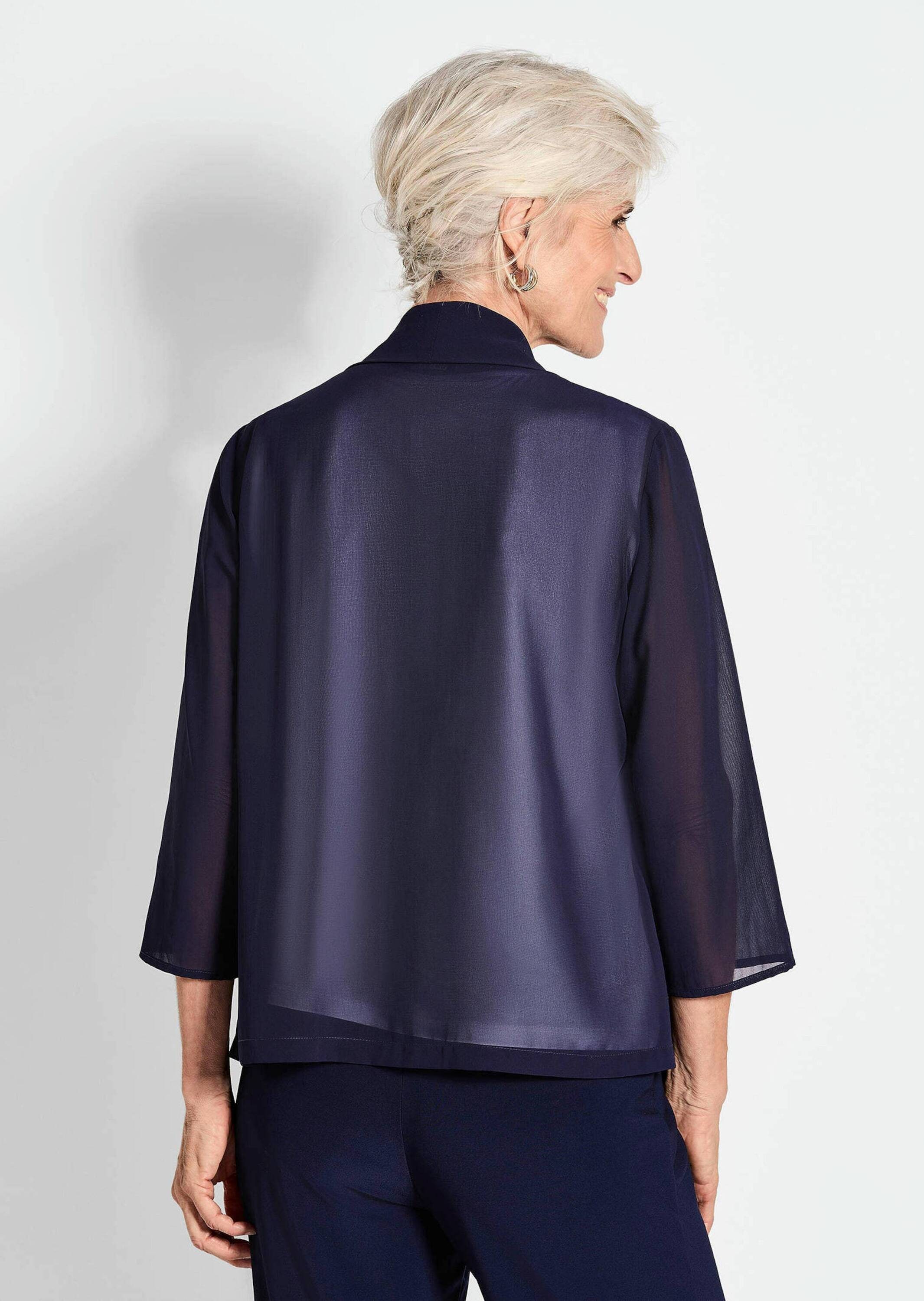 GOLDNER Jackenblazer »Kurzgröße Blaue leichte Jacke mit Schalkragen, Halbarm«