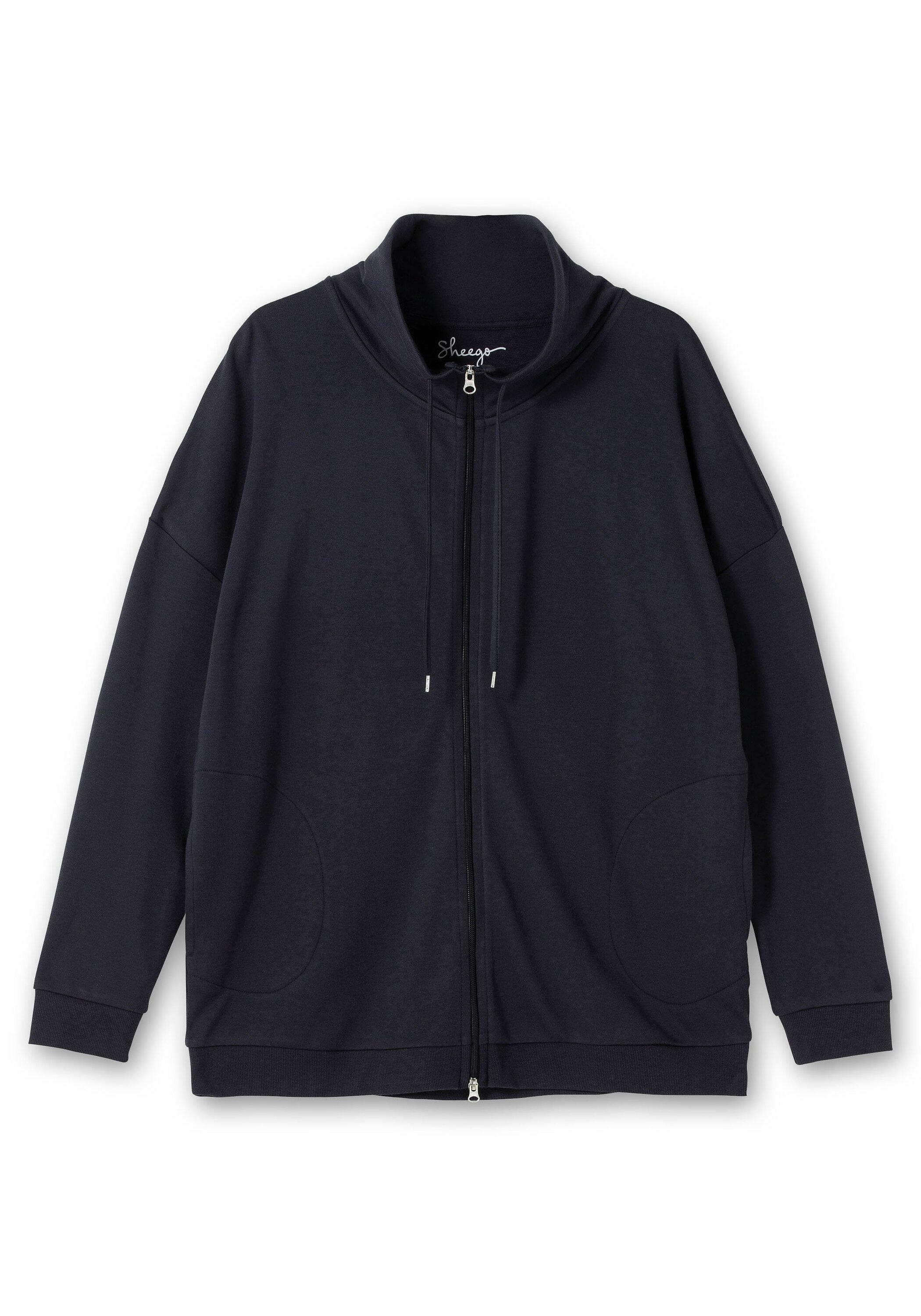 Sheego Sweatjacke »Sweatjacke mit Stehkragen und Bindeband«