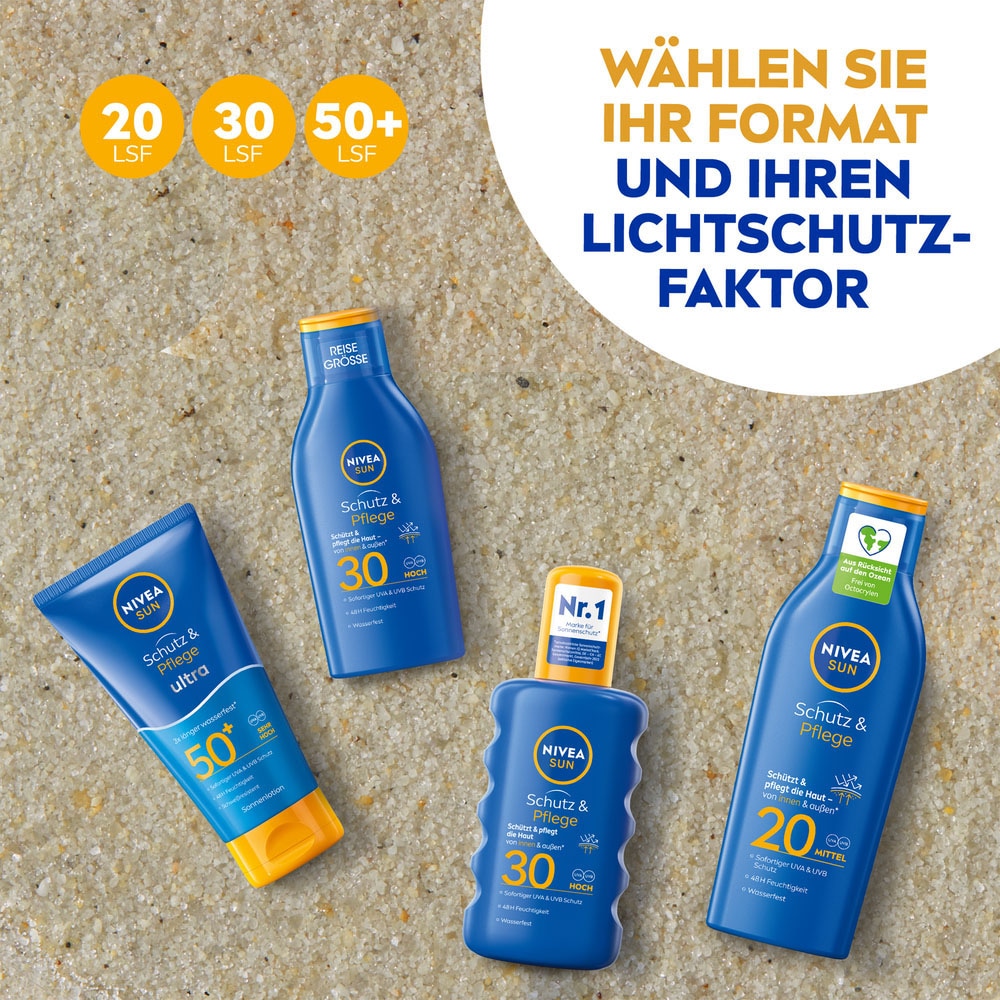 Nivea Sonnenschutzspray »Babies & Kids Sensitiv Schutz+Gratisgröße Lotion to go«, (Set)