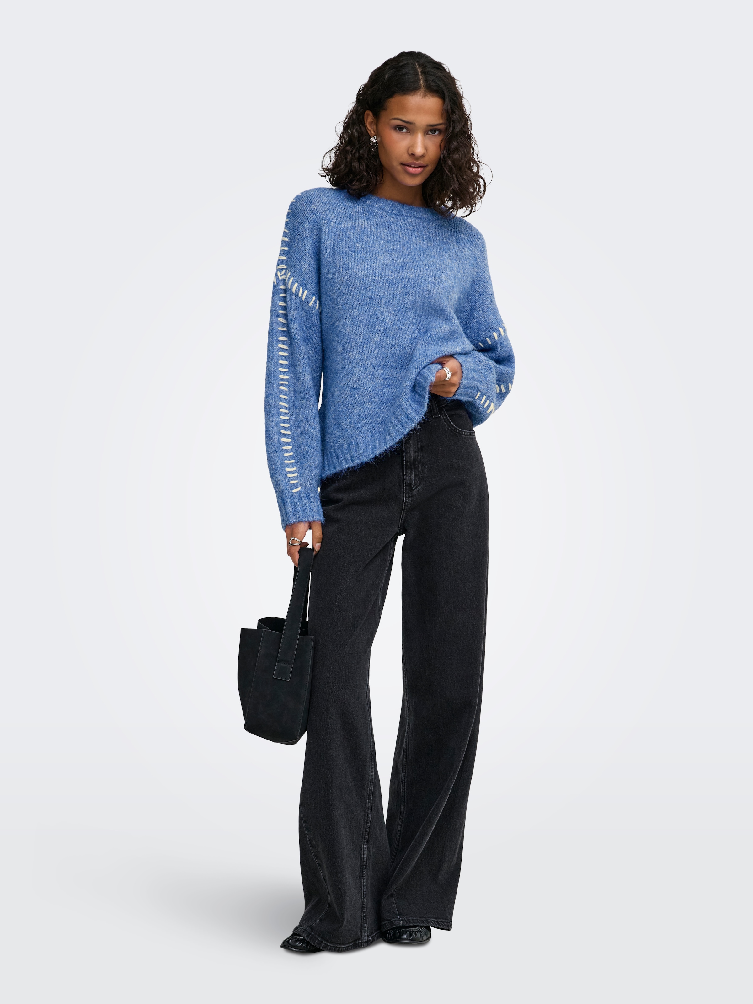 JDY Rundhalspullover »JDYZOEY LIFE L/S ON STITCH PULL KNT NOOS« mit dekorativen Ziernähten