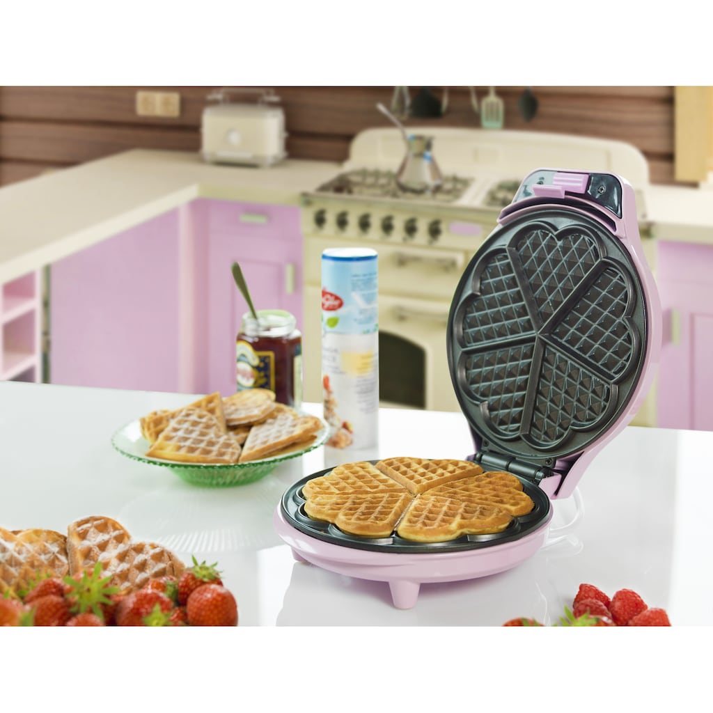 bestron Waffeleisen »ASW217pink Sweet Dreams«, 700 W