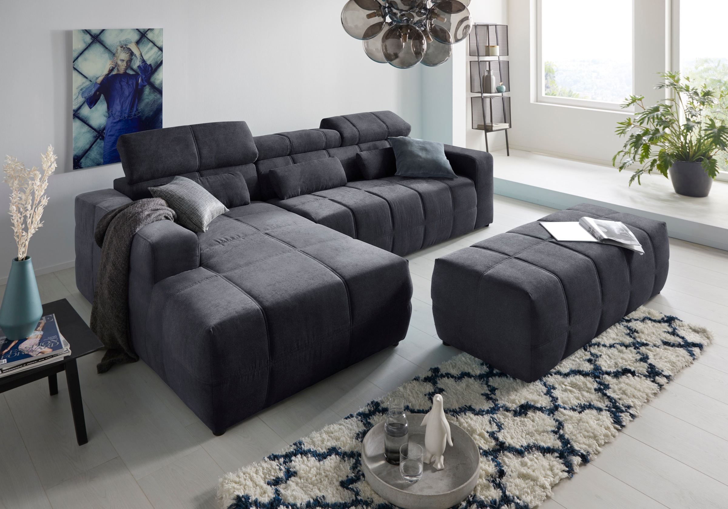DOMO collection Ecksofa »Brandon B/T/H: 289/177/80 cm, whlw. mit Sitztiefenverstellung, L-Form«, mit Kopfteilverstellung, wahlweise Sitztiefenverstellung, L-Form