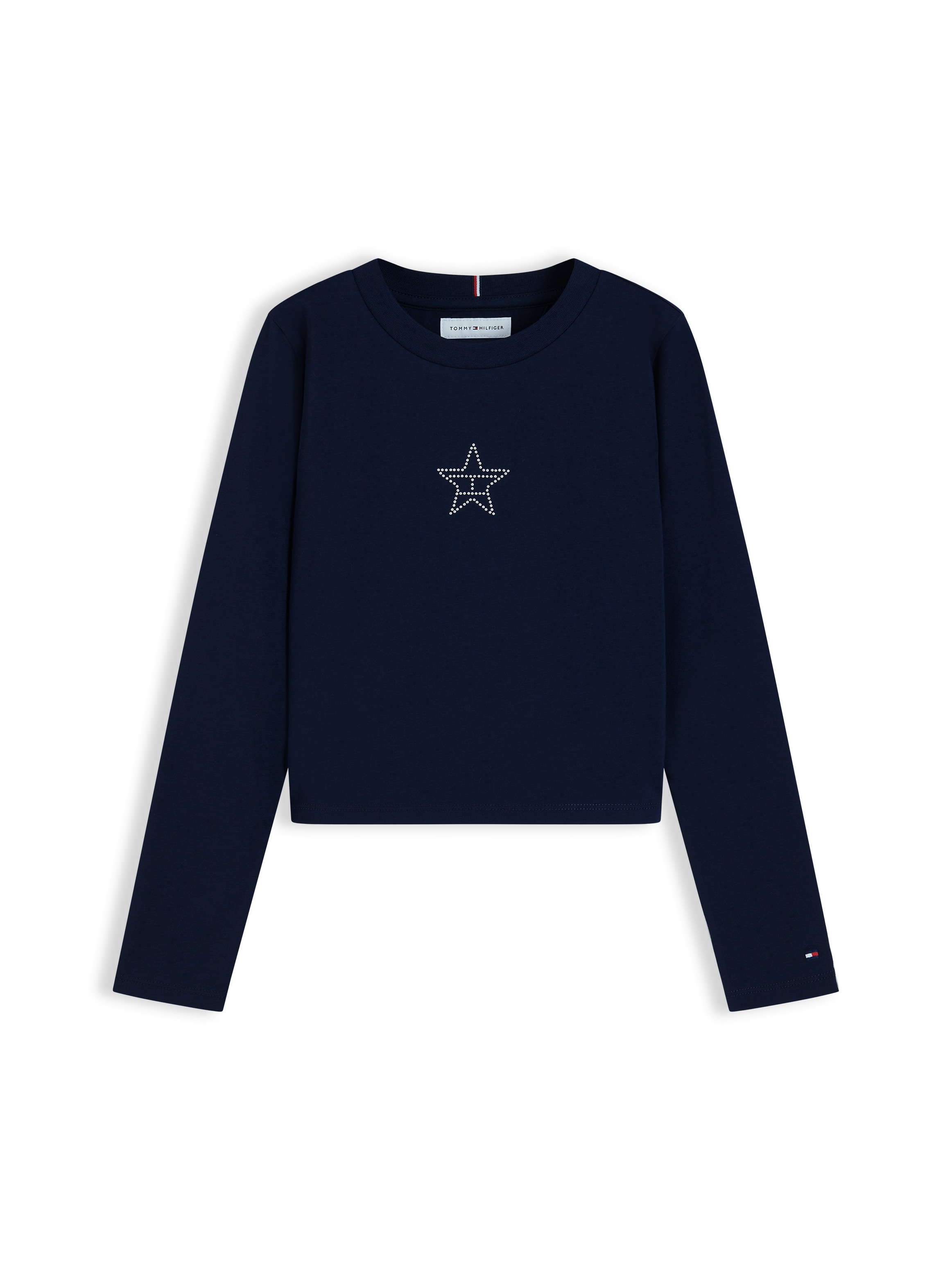Tommy Hilfiger Langarmshirt »STUD STAR FITTED TEE LS« Glitzer-Druck, Baumwoll-Mix, Kinder bis 16 Jahre