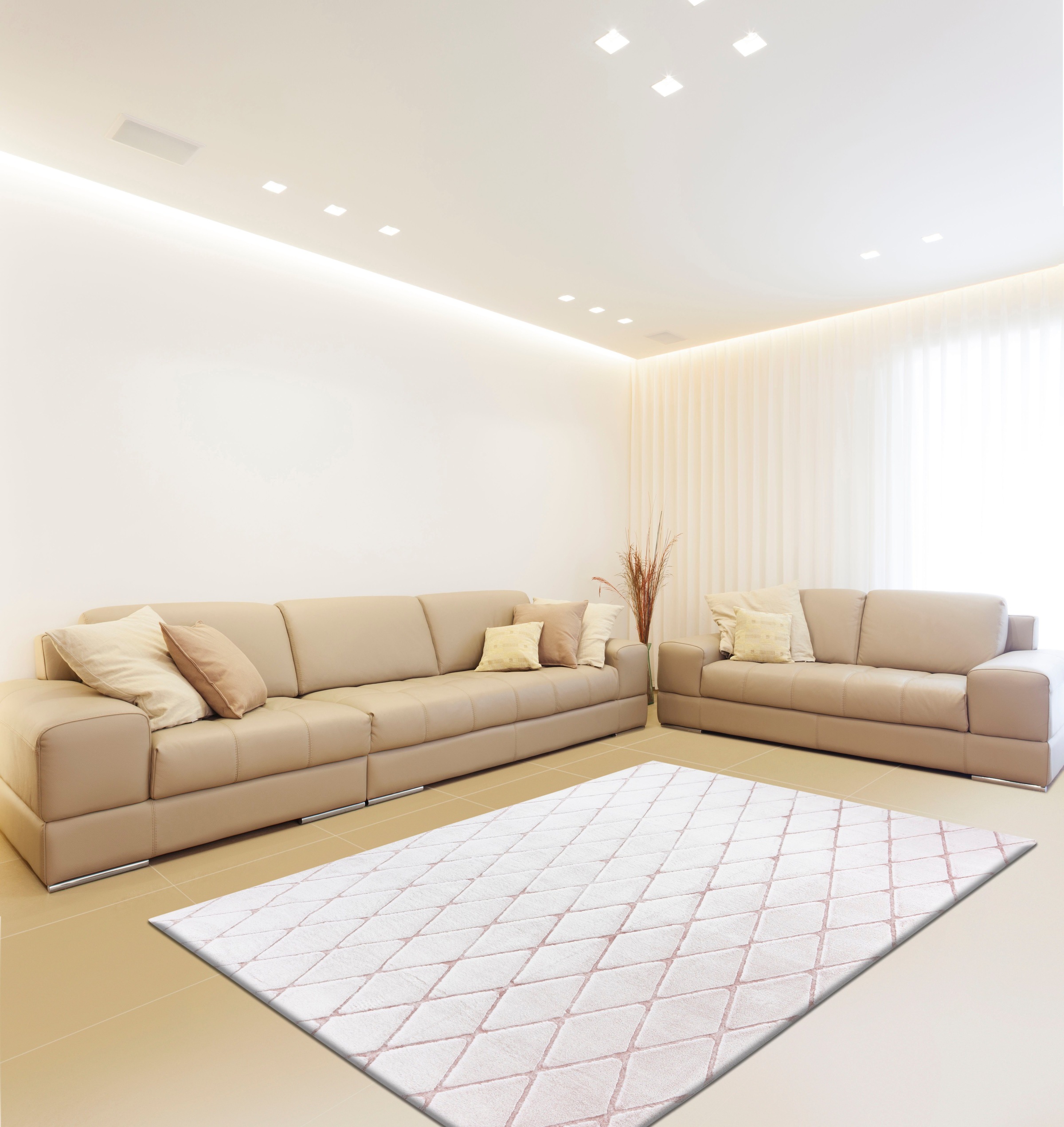 calo-deluxe Teppich »Jardan-2000« rechteckig 20 mm Höhe besonders weich durch Microfaser, Rauten-Design