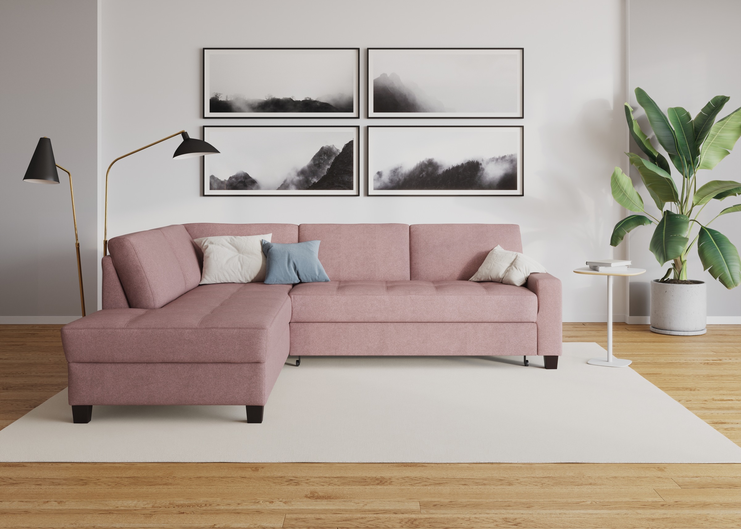 DOMO collection Ecksofa »Florentina zeitlos und elegant, Sitznähte als Designelement, L-Form«, wahlweise mit Bettfunktion, mit Kontrastnaht, Komfortsitzhöhe 47cm