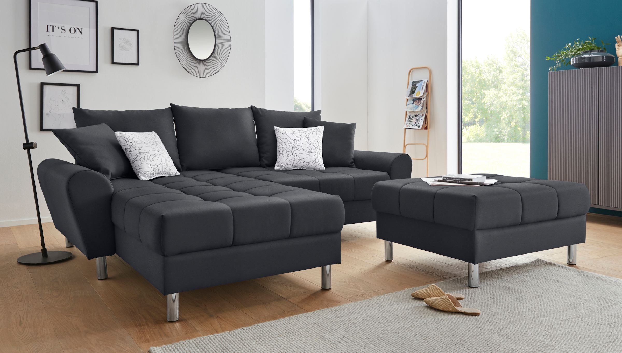 Ecksofa »Rada L-Form«, inklusive Hocker, Bettfunktion und Federkern