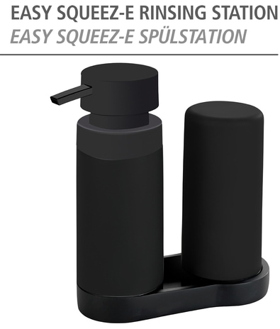 WENKO Zubehöraufbewahrungsständer »Modell Easy Squeez-e«, Spülstation, Spülmittel- und Seifenspender aus Silikon, je 250 ml