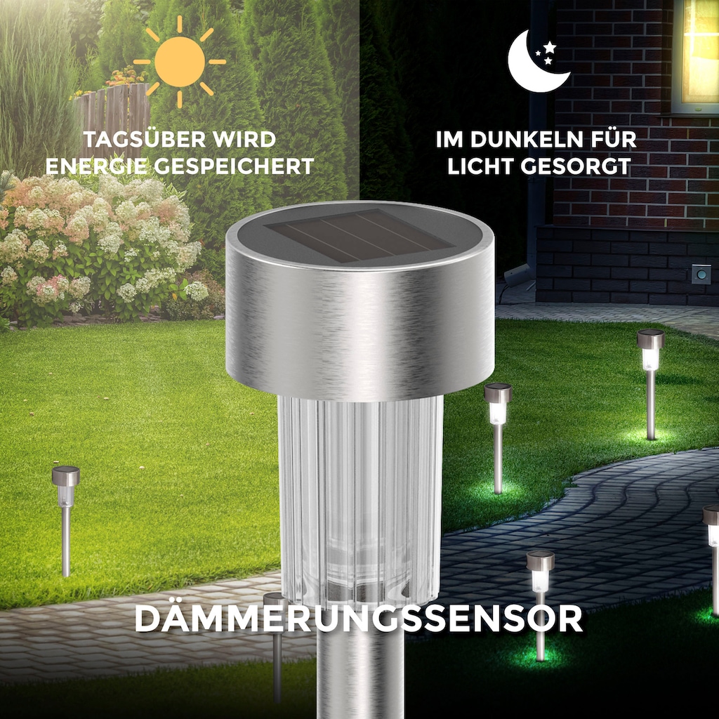 B.K.Licht LED Solarleuchte »BK_SL1482 LED Solar-Wegleuchte, 12er-Set, IP44, Dämmerungssensor«, 12 flammig-flammig