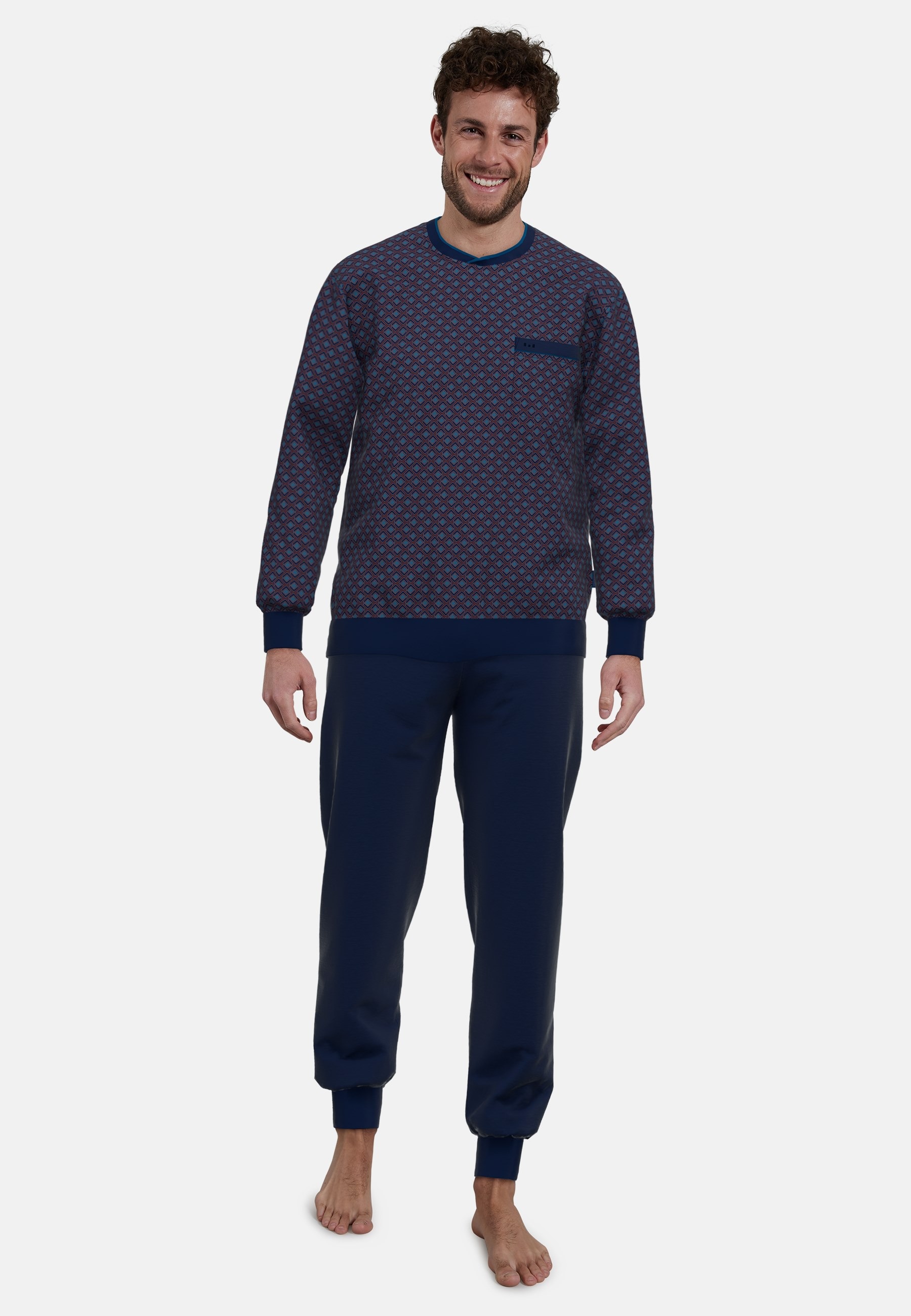 GÖTZBURG Pyjama »Zartbitter«, (2 tlg.), Langarm, Rundhalsausschnitt, Brusttasche