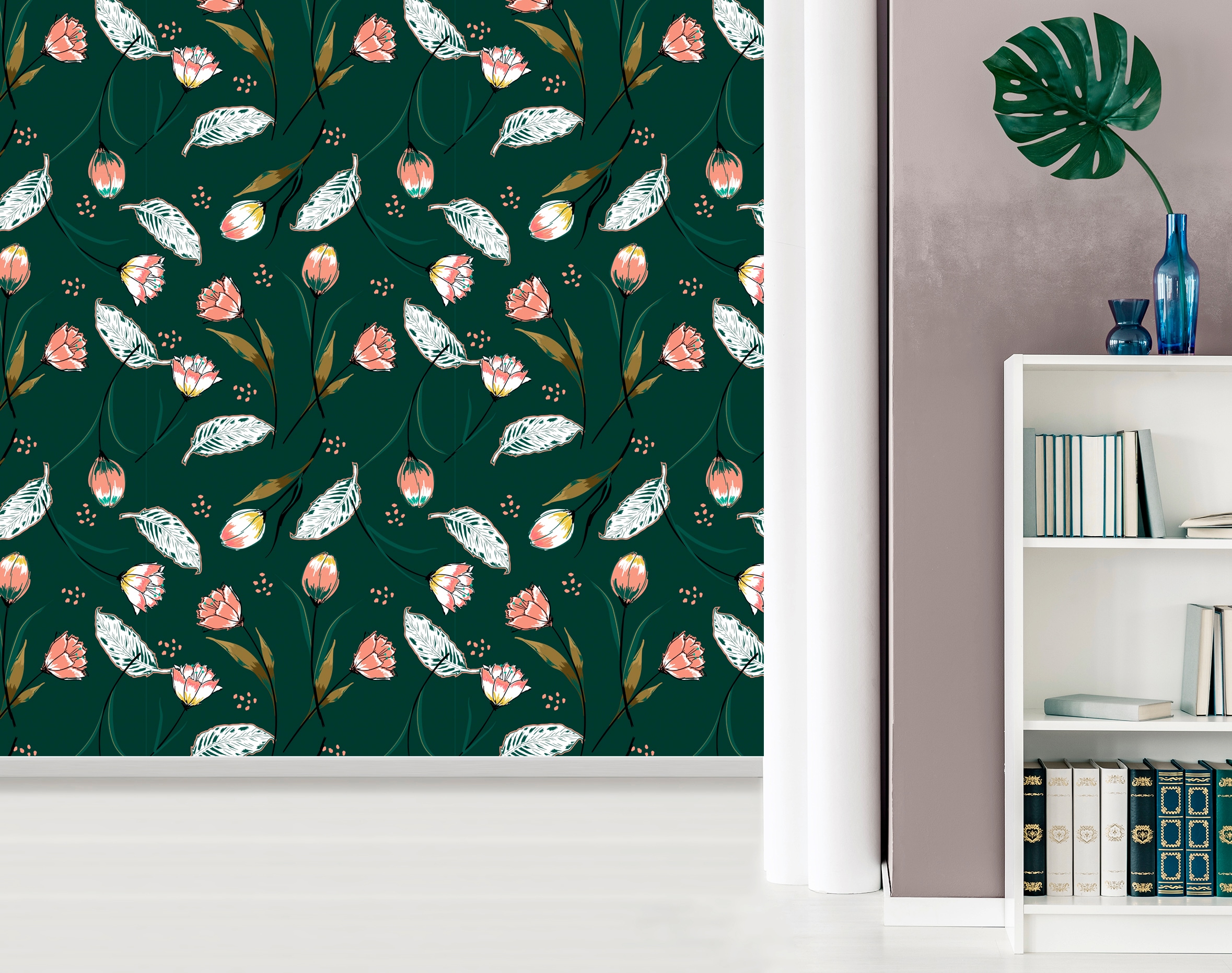queence Vinyltapete »Raven«, bedruckt-Motiv-botanisch-floral-gemustert-natürlich, 90x250cm, selbstklebend, kinderleichte Anbringung, Sticker