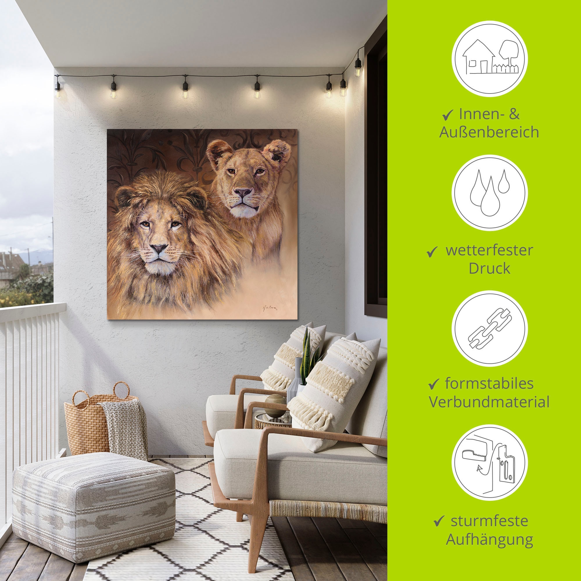 Artland Wandbild »Löwen«, Wildtiere, (1 St.), als Alubild, Outdoorbild, Leinwandbild, Poster, Wandaufkleber