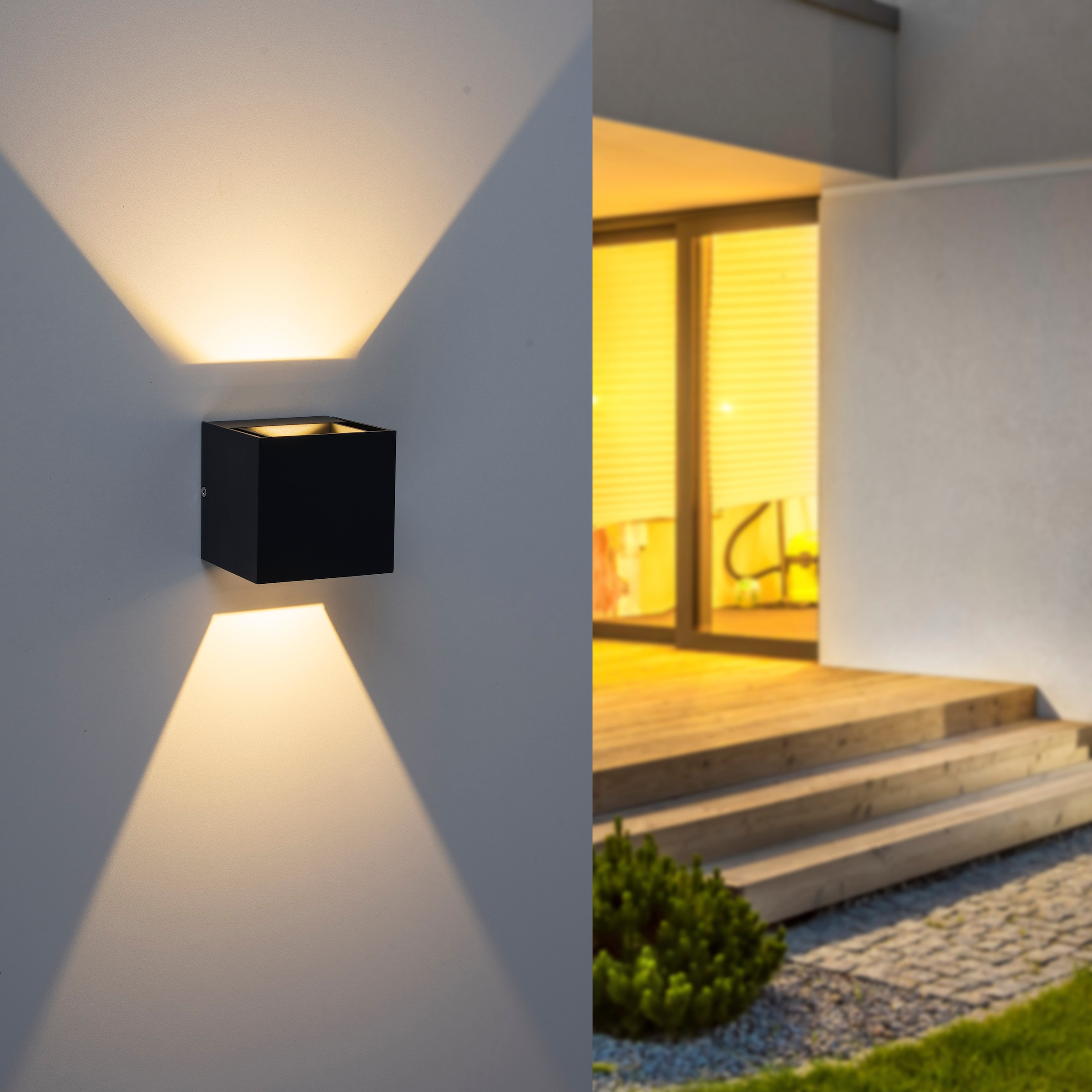Paul Neuhaus LED Außen-Wandleuchte »BLOCK«, 2 flammig, Leuchtmittel LED-Board | LED fest integriert, IP54