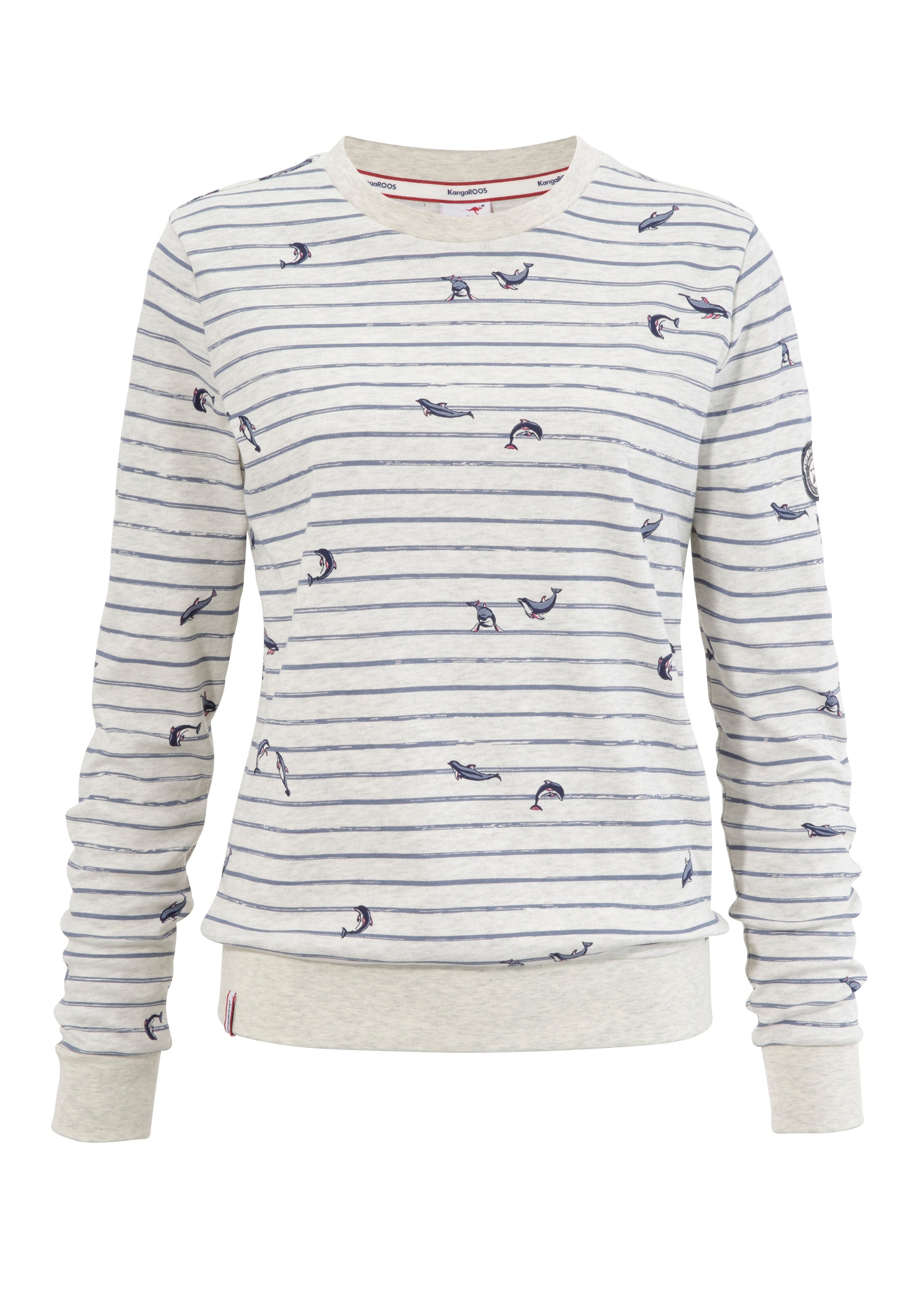 KangaROOS Sweatshirt, Langarm, figurumspielender Schnitt, Rundhalsausschnitt