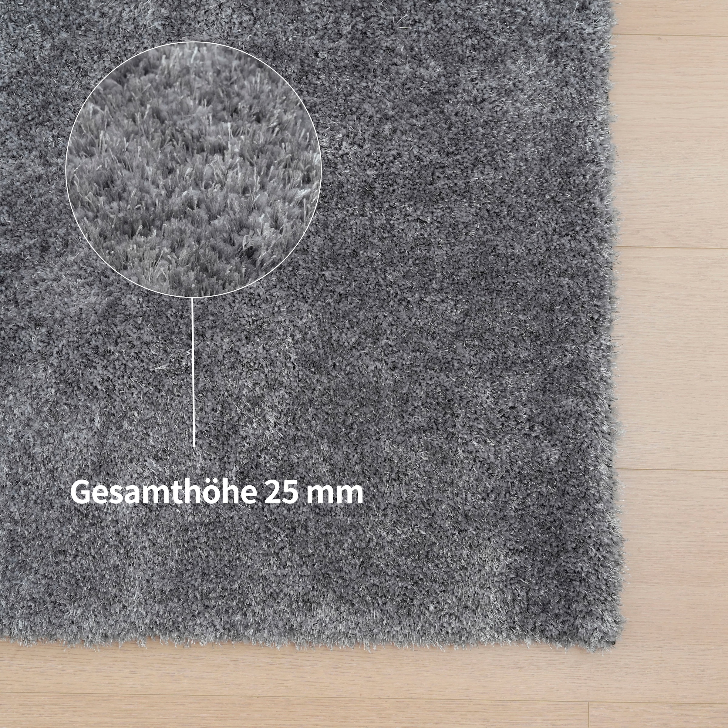 my home Hochflor-Teppich »Dana light, besonders weich, Mikrofaser Teppiche«, rechteckig, 25 mm Höhe, uni, leichter Glanz, Wohnzimmer, Schlafzimmer, Esszimmer