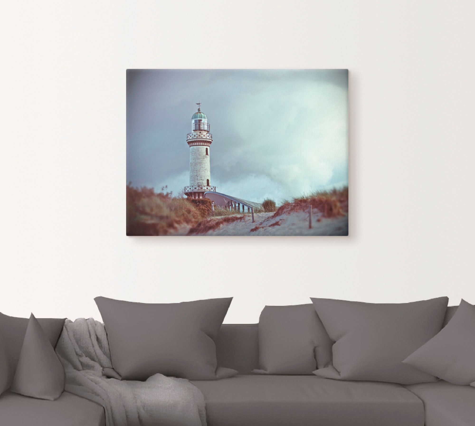 Artland Leinwandbild »Der Warnemünder Leuchtturm« Gebäude 1 Stk. tlg. auf Holzrahmen gespannt