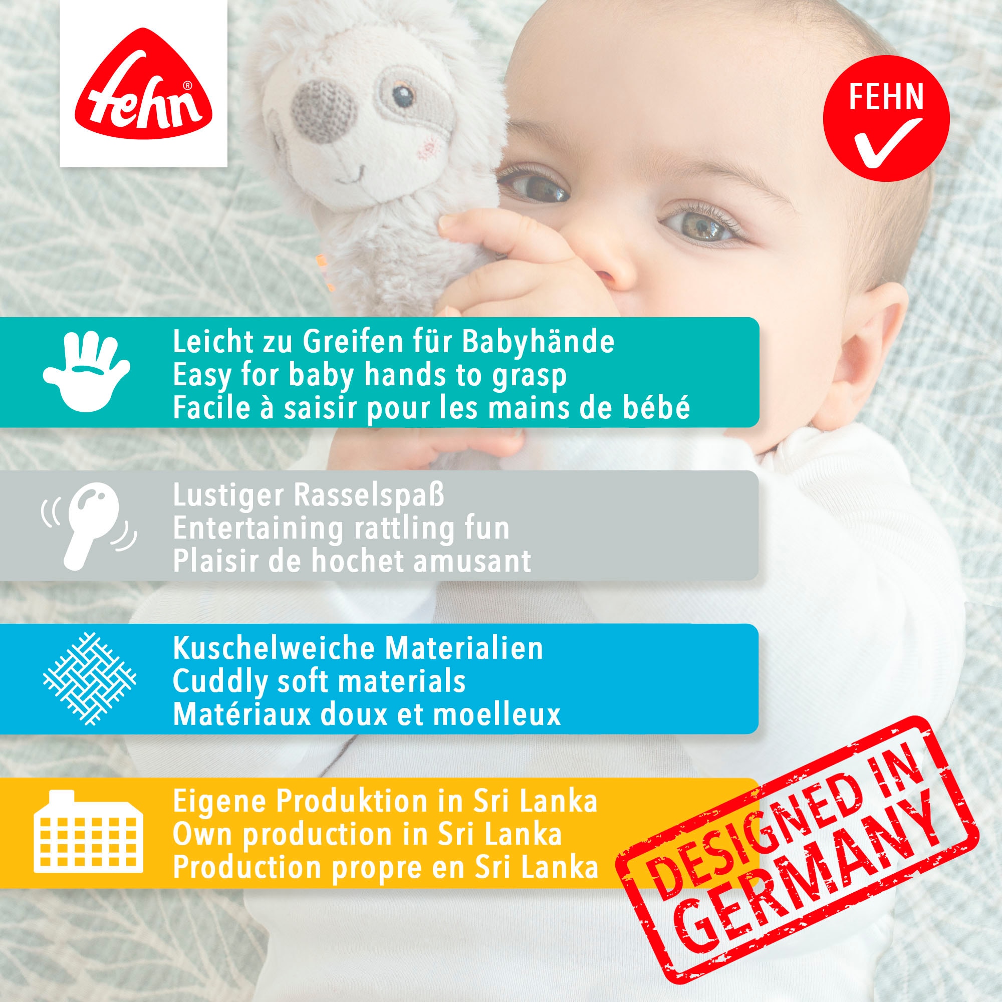 Fehn Greifspielzeug »Lazy, Crazy & Pink, Stabgreifling Flamingo«