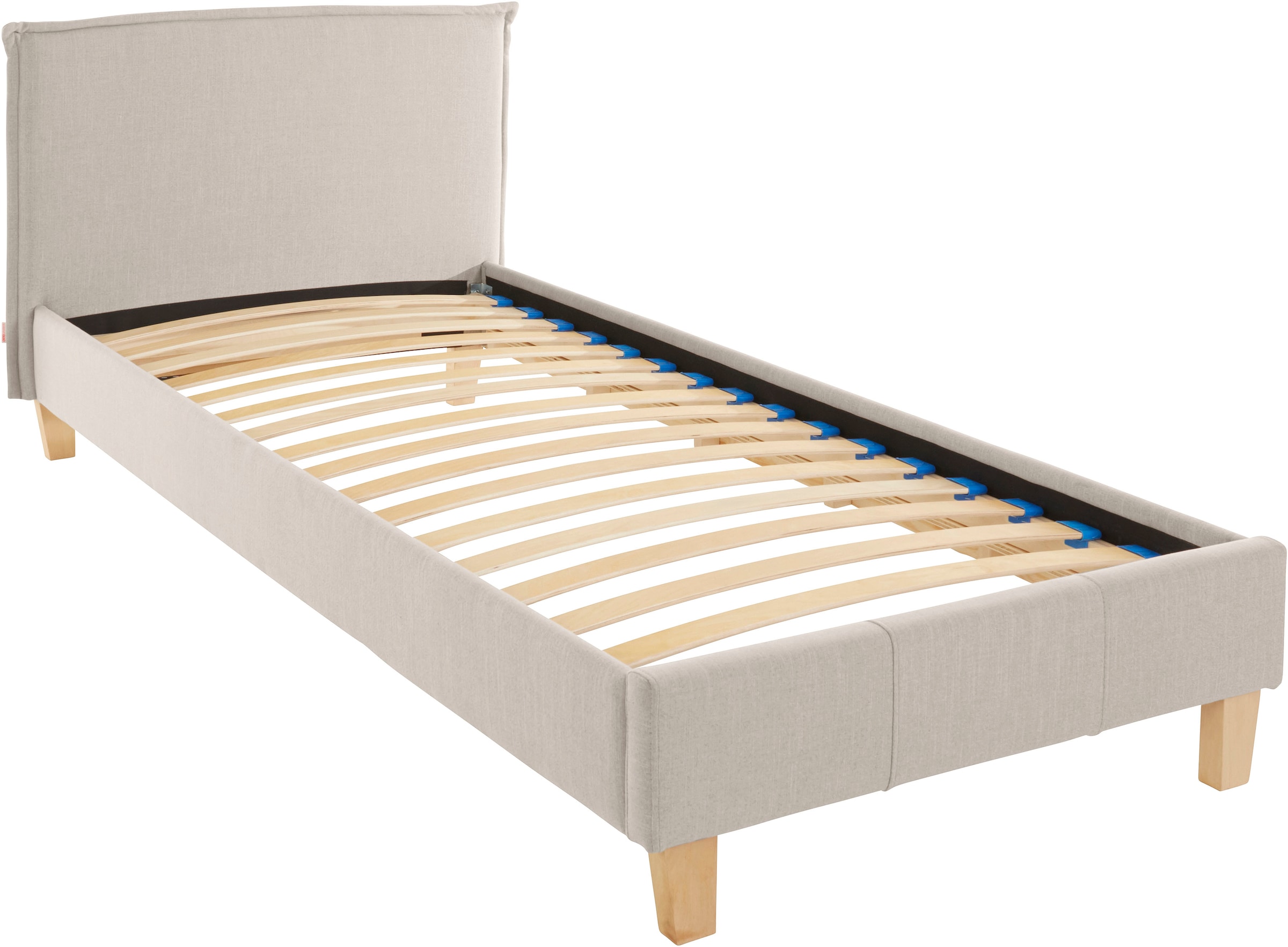 OTTO products Polsterbett »Heddi«, in 5 Breiten: von 90cm-200cm, Biese am Kopfteil, Strukturstoff