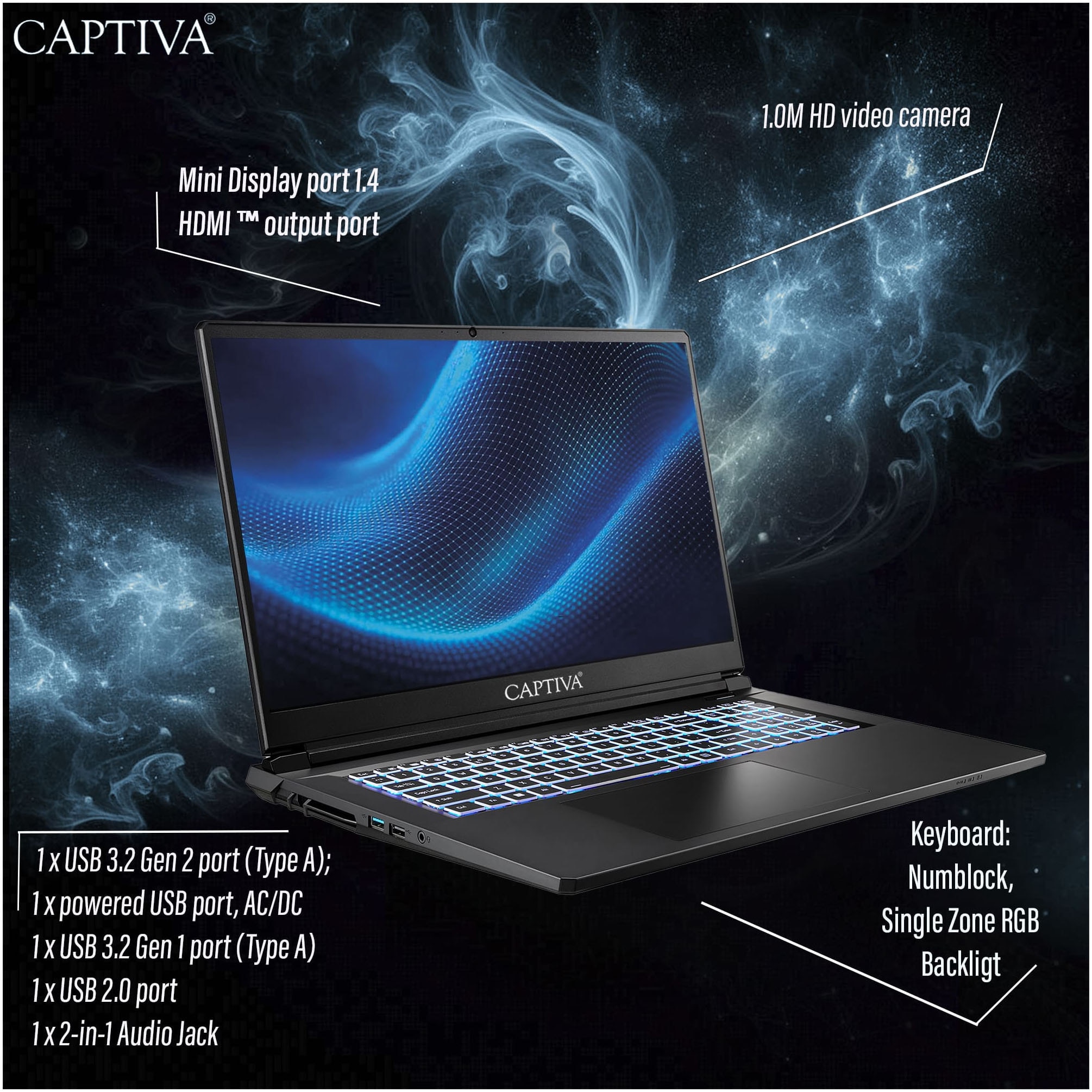CAPTIVA Gaming-Notebook »Entry Gaming I10-1119GE« 43,9 cm / 17,3 ″ Intel Core i7 GeForce RTX 5060 1.000 GB SSD