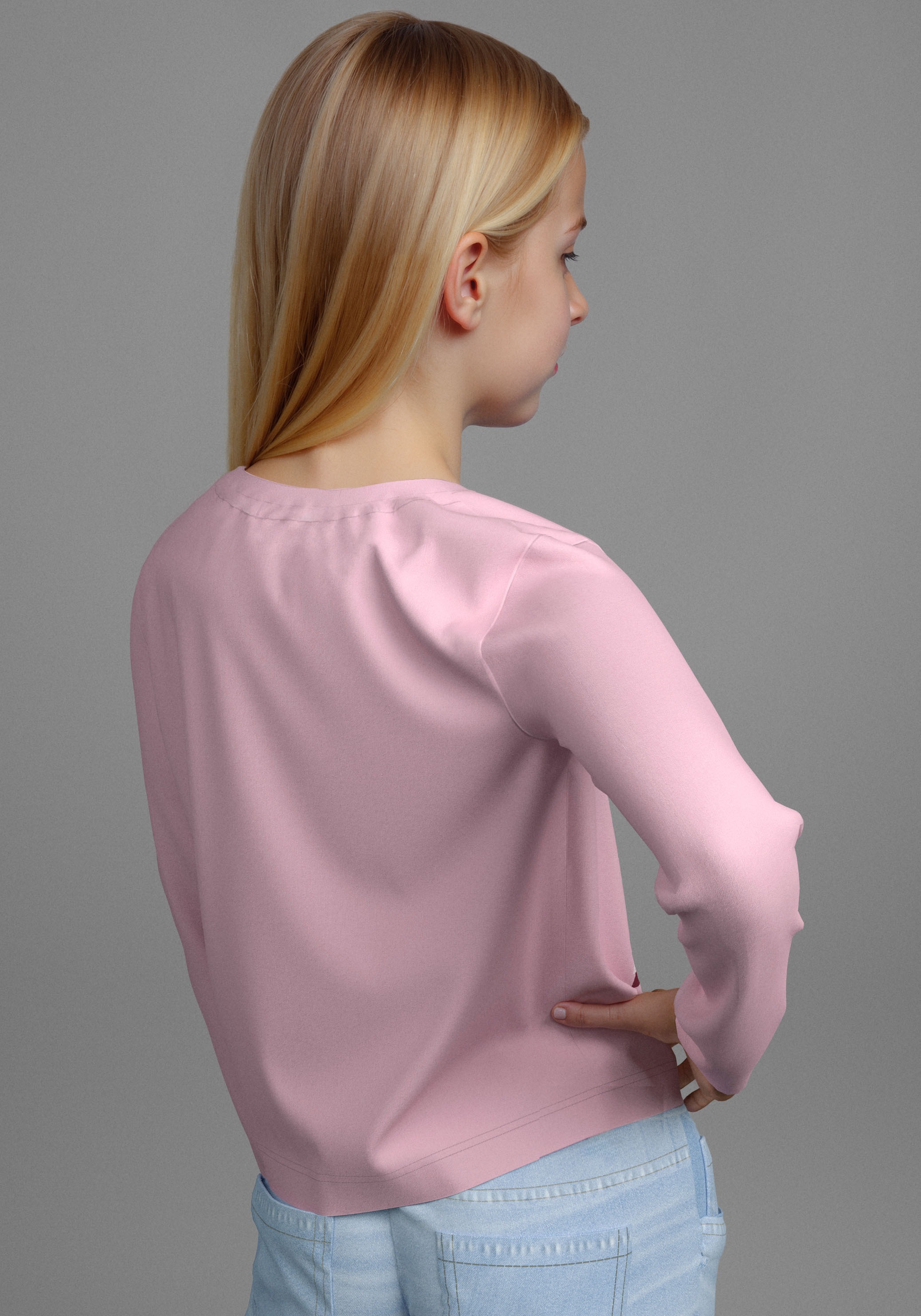 KangaROOS Langarmshirt »Cropped Shirt mit Zahlenprint« Sportiver Frontprint