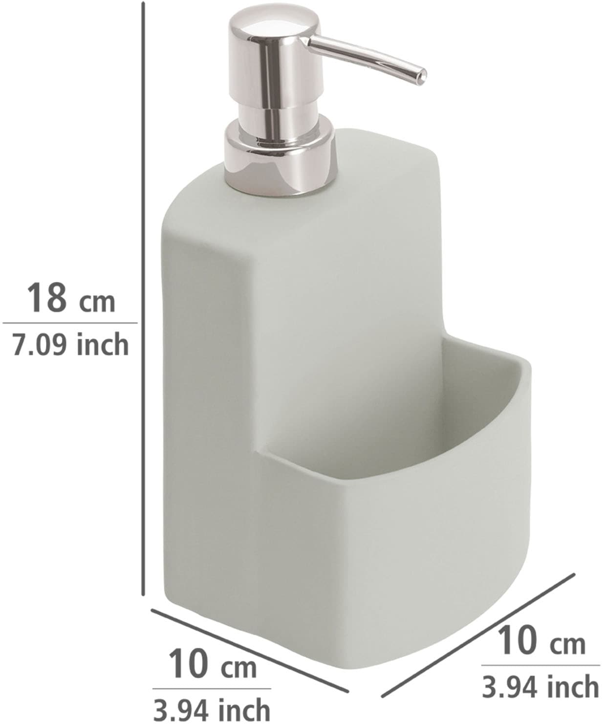 WENKO Spülmittelspender »Modell Festival« aus Keramik, Soft-Touch Beschichtung, mit Spülschwamm-Fach, 380 ml