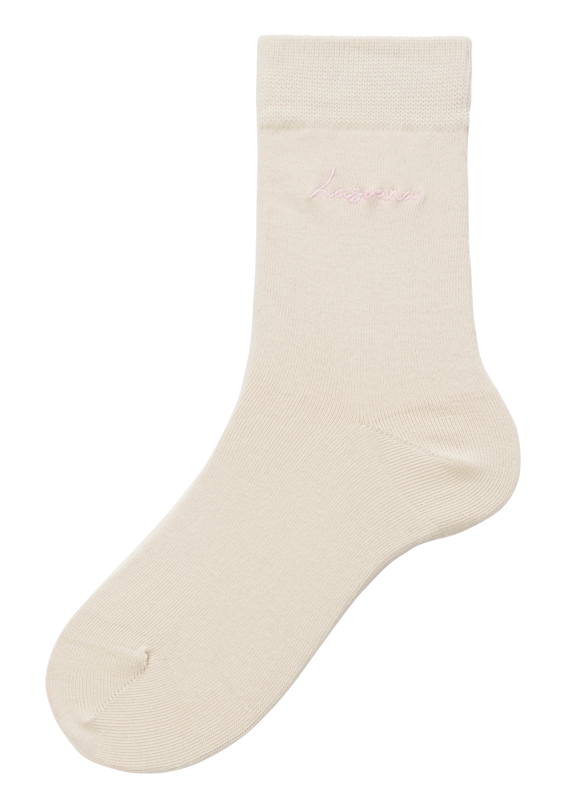 LASCANA Basicsocken, (Box, 7 Paar), mit hochwertiger Logo Stickerei