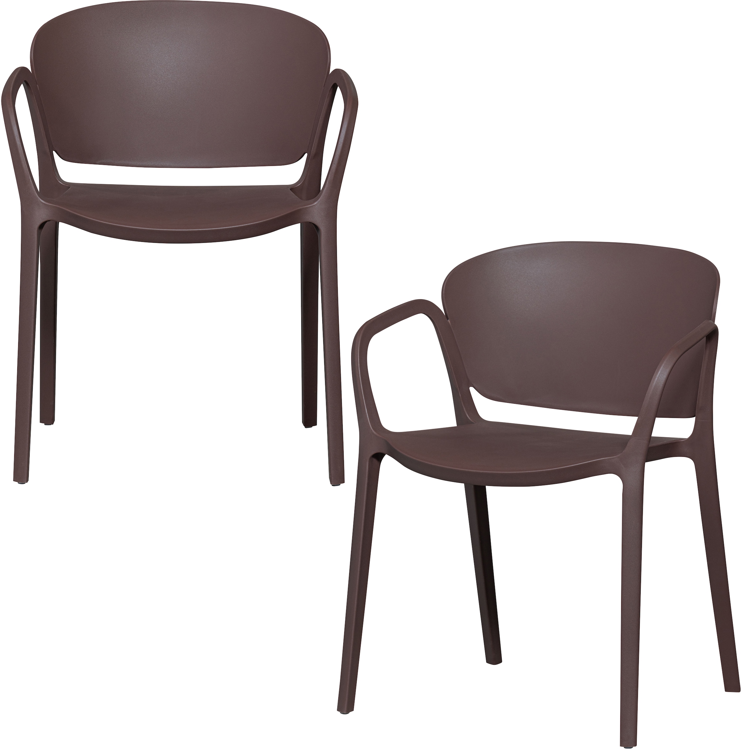WOOOD Esszimmerstuhl »Bent Polypropylen stapelbar für In- und Outdoor, H 75 x B 57 x T 56 cm« () (Set, 2 St) Tragkraft 150 kg, wasserabweisendes, fertig montiert