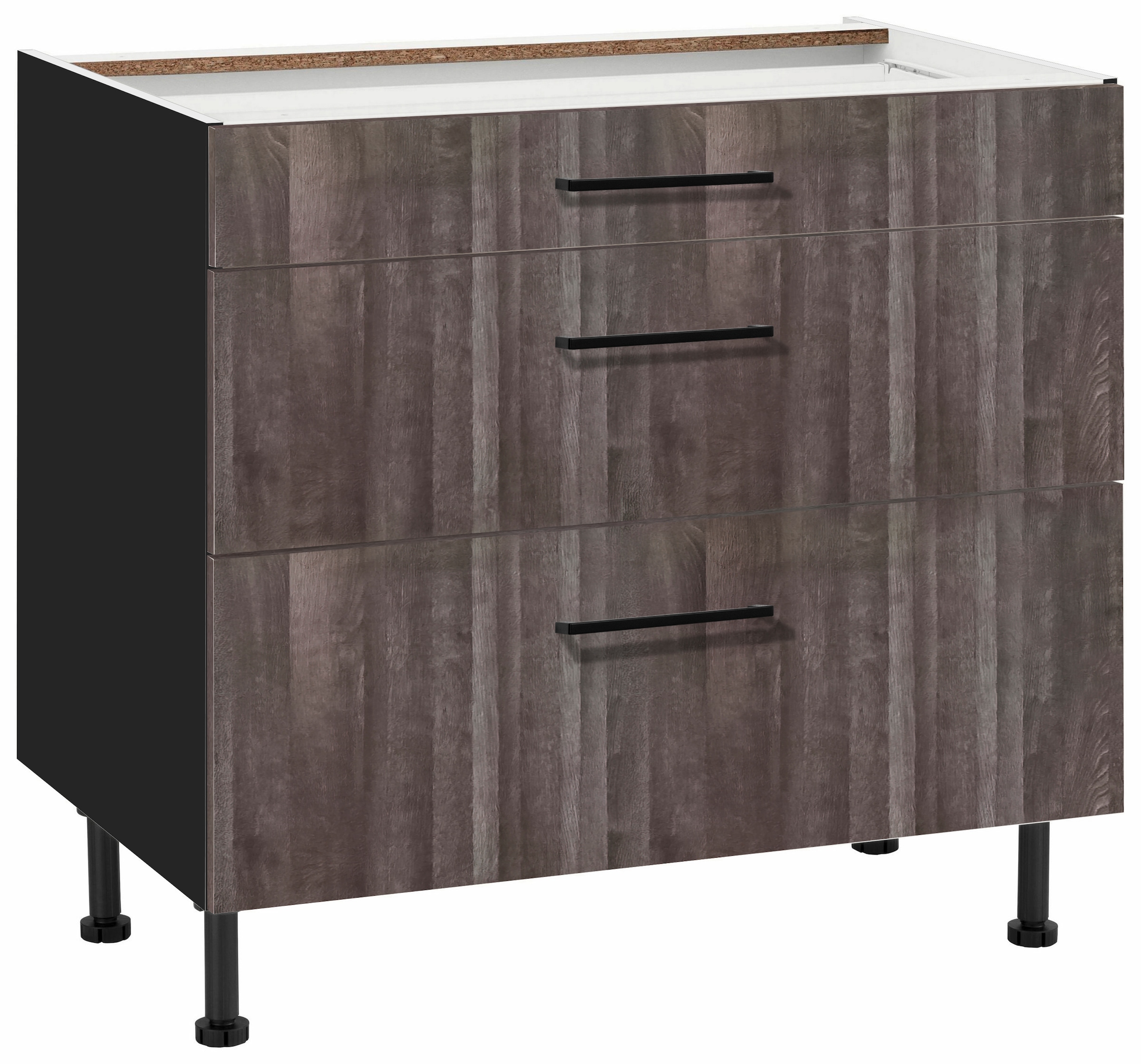 wiho Küchen Unterschrank »Nisos« 90 cm breit, Soft-Close in Schubladen, verstellbare Füße, ohne Platte