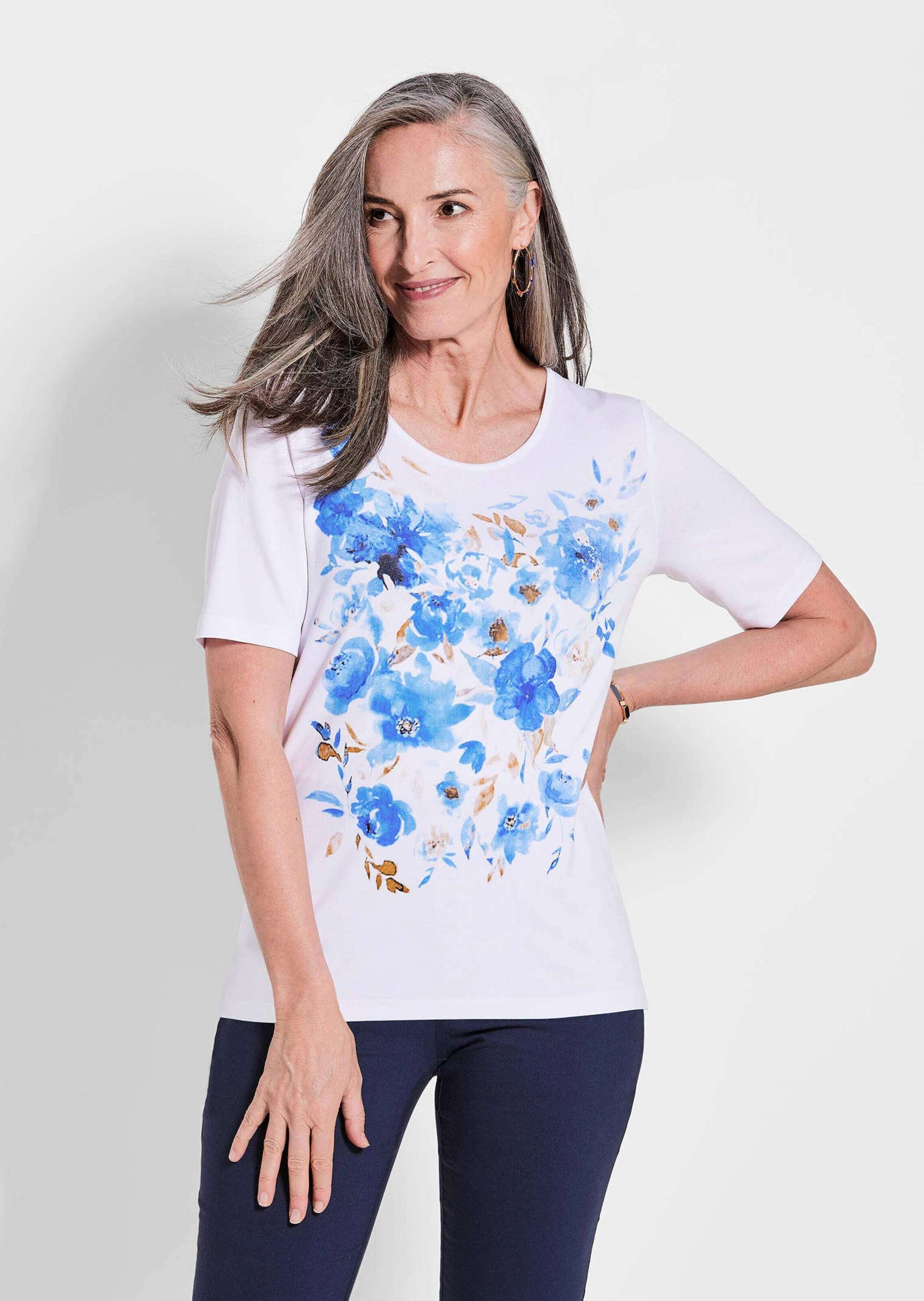 GOLDNER Kurzarmshirt »Shirt« Blumenmotiv