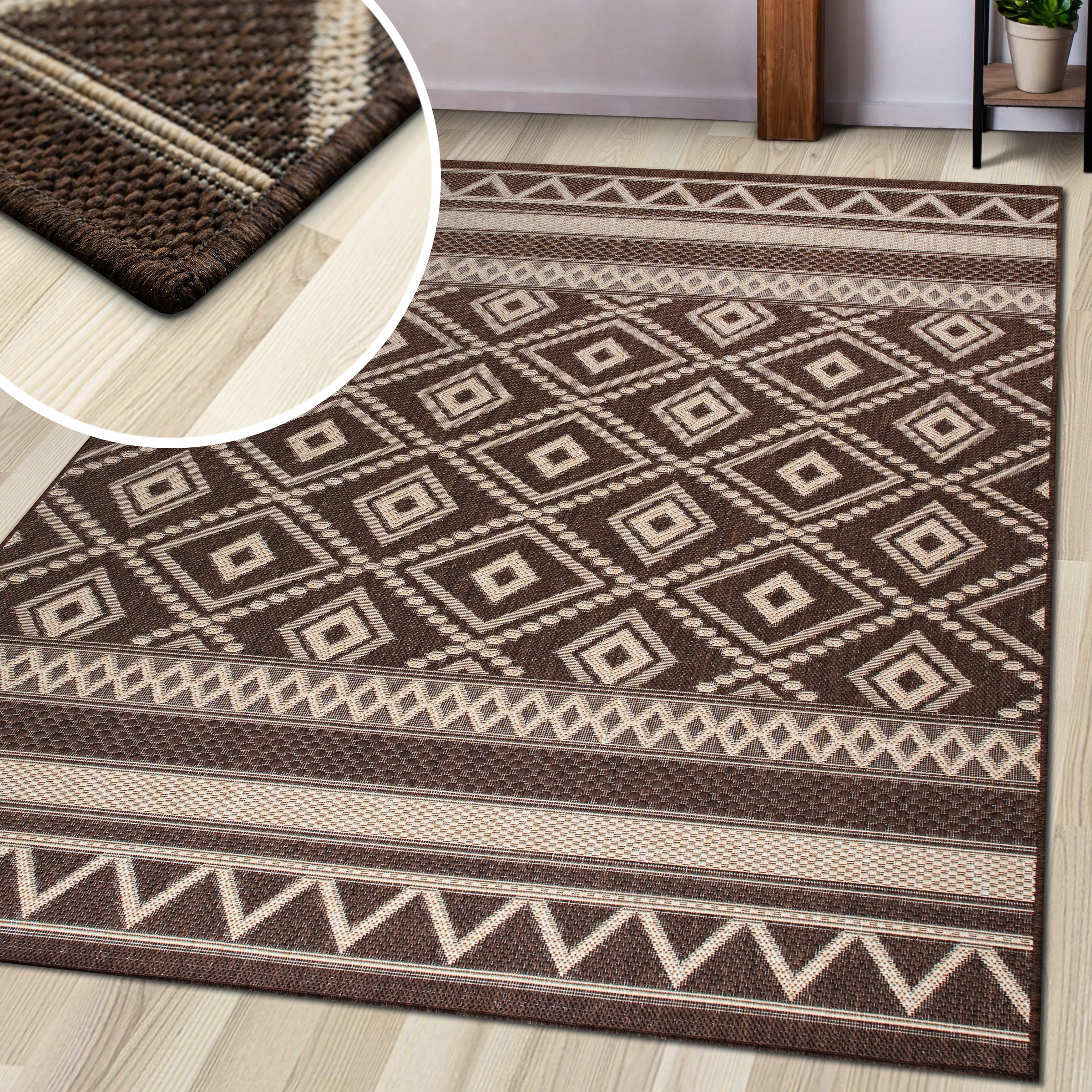 my home Teppich »Toronto auch als Läufer erhältlich«, rechteckig, 3 mm Höhe, In- und Outdoor geeignet, Sisal-Optik, Wetterfest & UV-beständig, Boho