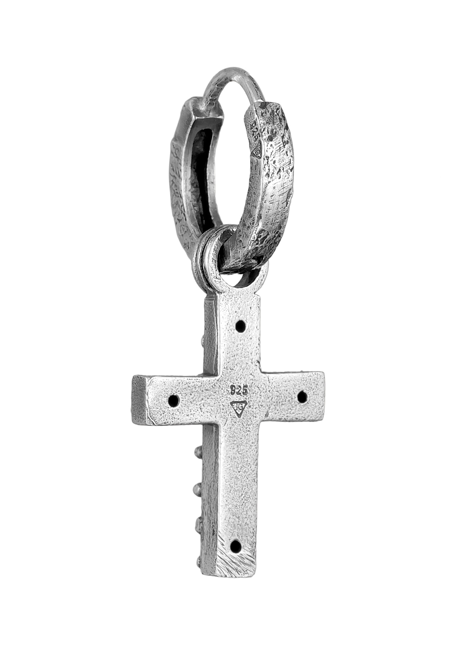 HAZE & GLORY Paar Creolen »Ohrringe Single Creole Kreuz Zirkonia Schwarz 925 Silber«