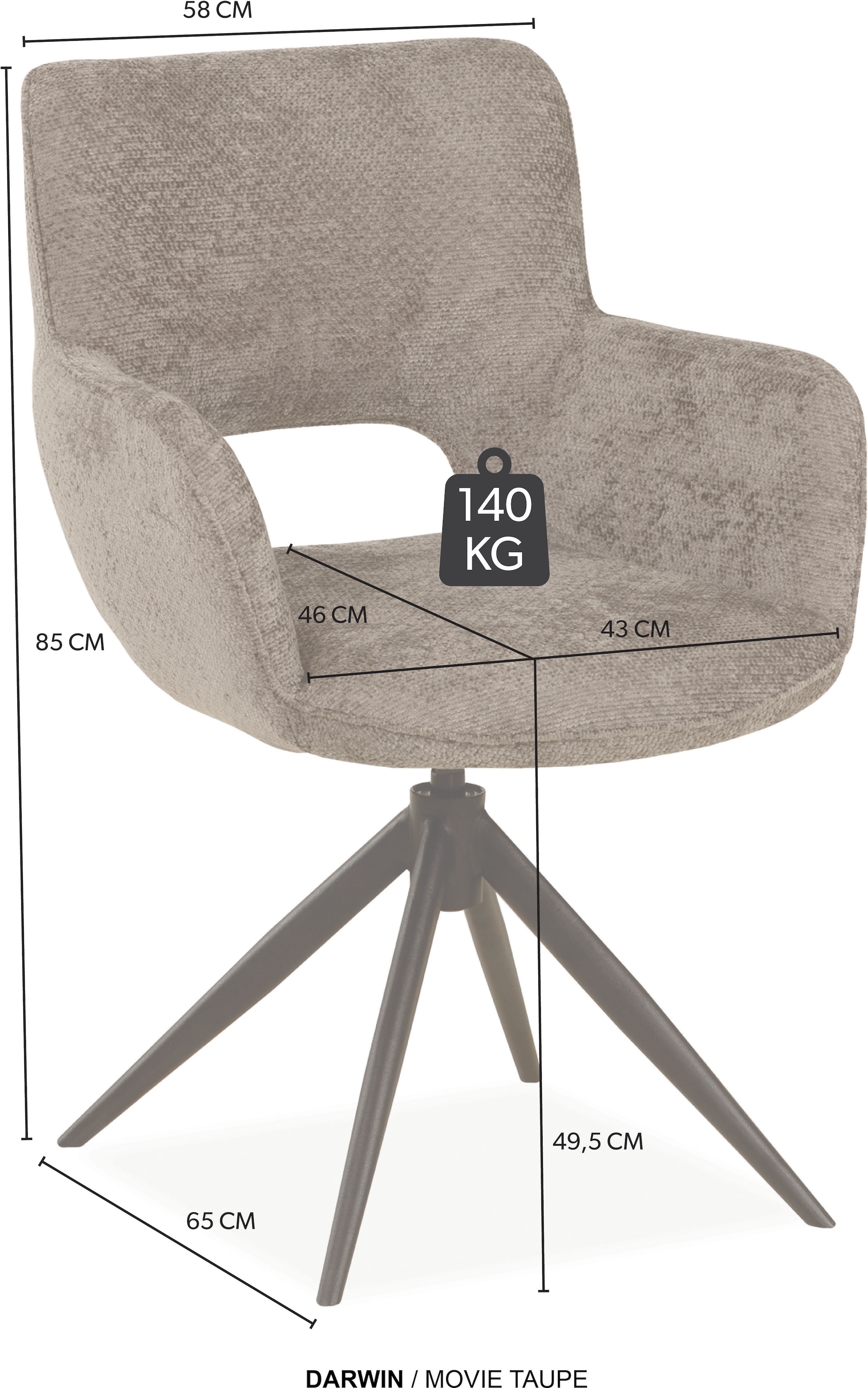 OMG Design Esszimmerstuhl »Darwin« (Set) 1 Stk.Drehstuhl mit auto-return, Armlehnenstuhl