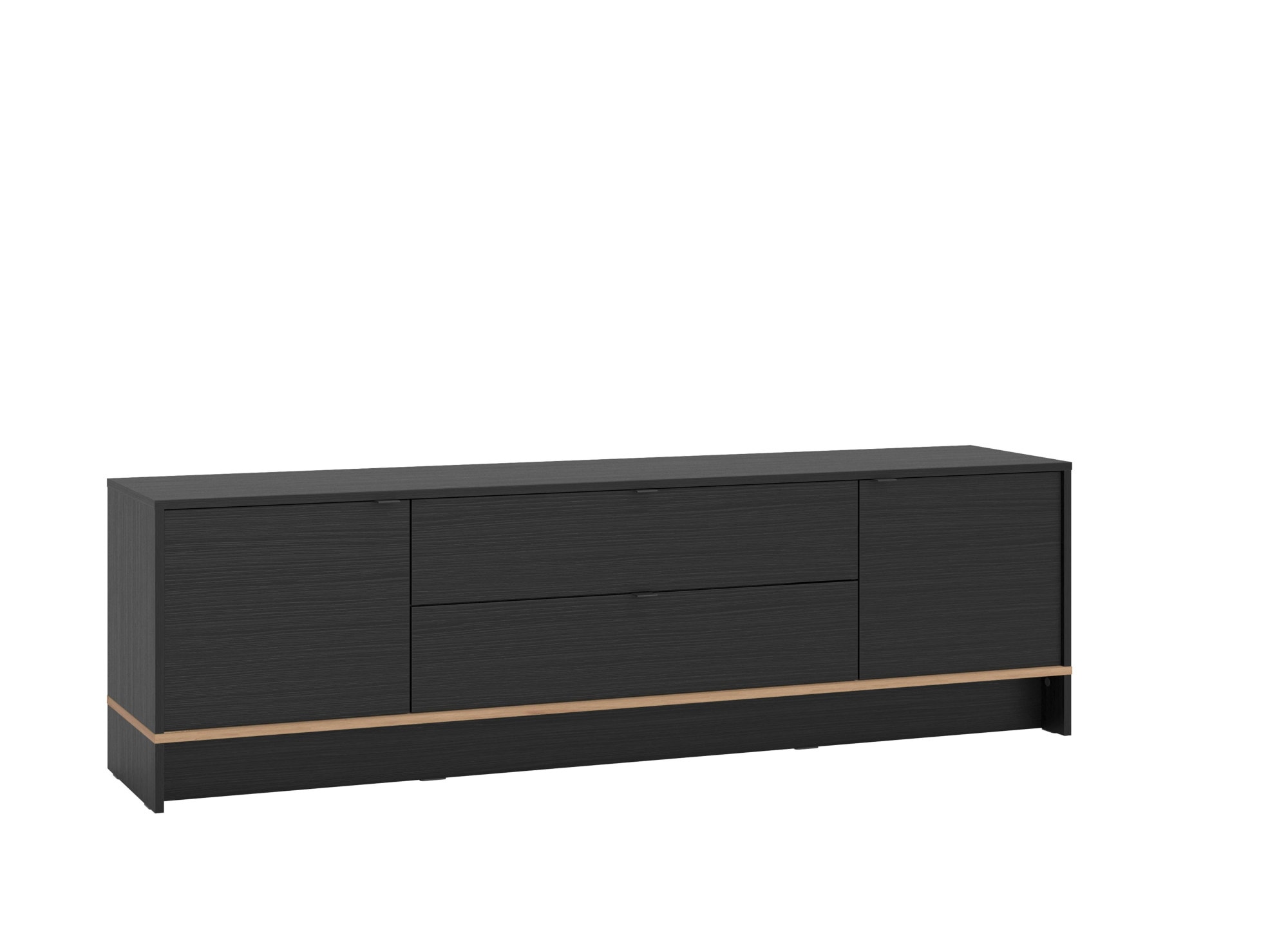 INOSIGN TV-Board »Lille Lowboard, Breite 182,5 cm, TV-Schrank, TV-Ständer, viel Stauraum«, im schwarzen Dekor mit Textur, mit vier geschlossenen Fächer