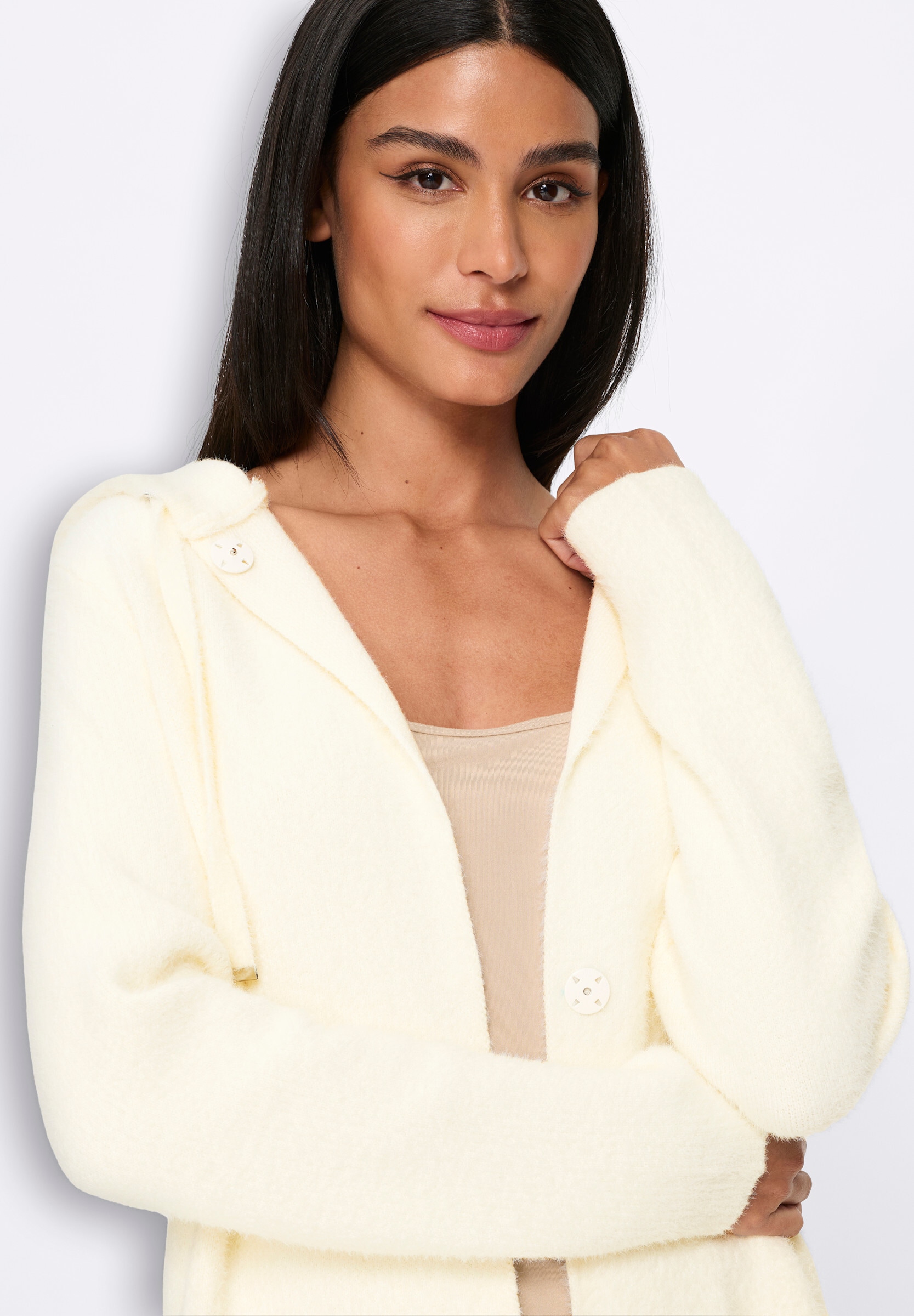 heine Strickjacke »Strickjacke Jacquardstrickjacke mit Kapuze«