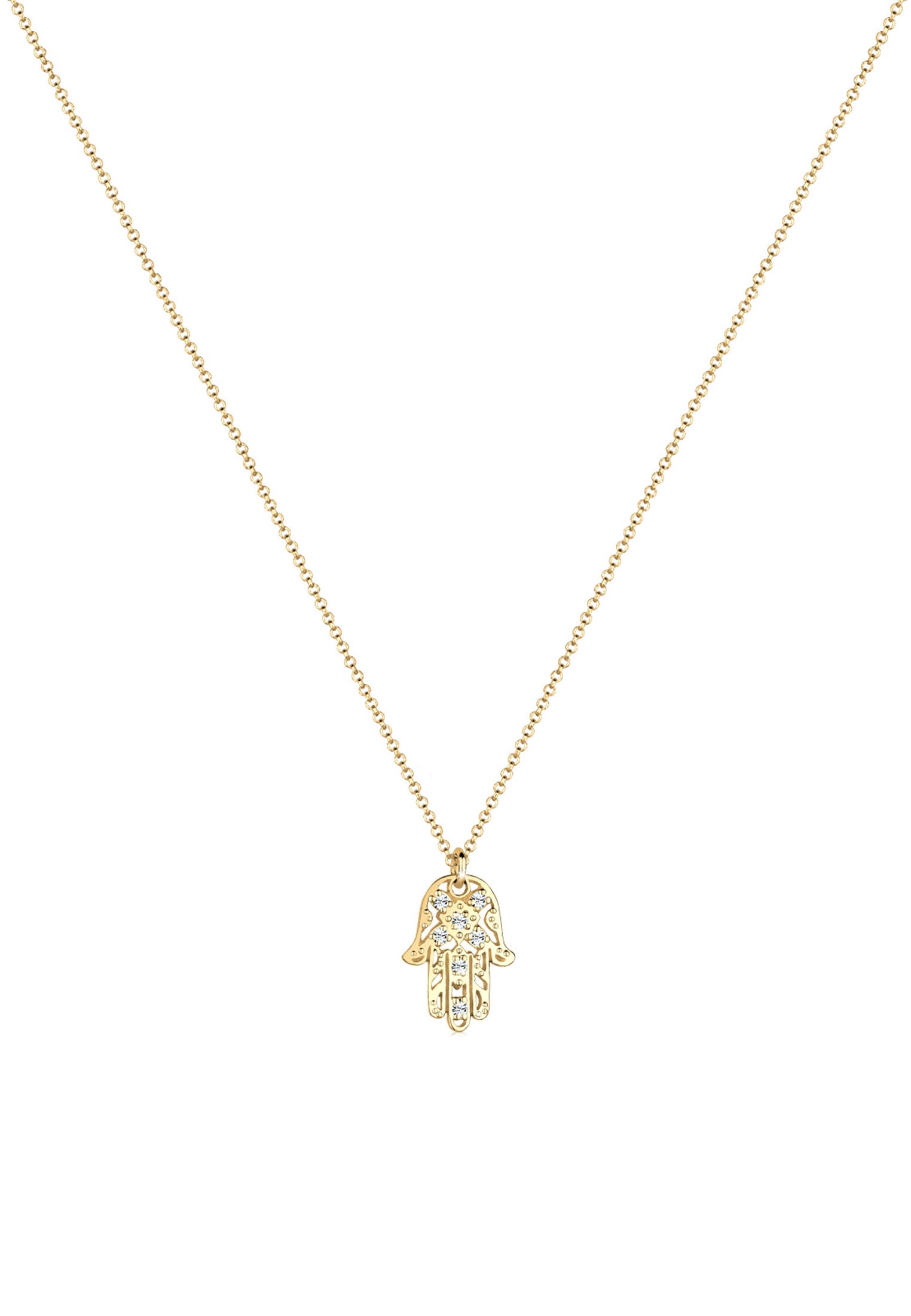 Elli Silberkette »Halskette Hamsa Hand Anhänger und Kristalle«