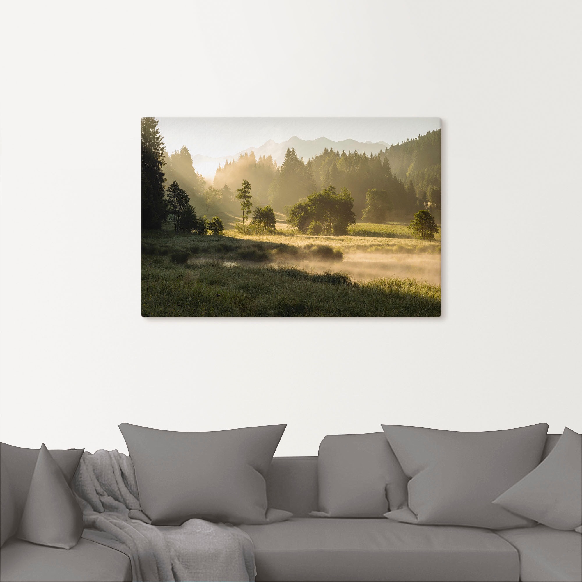Artland Wandbild »Sommermorgen in den Alpen« Wiesen & Bäume 1 Stk. tlg. als Leinwandbild, Wandaufkleber in verschied. Größen