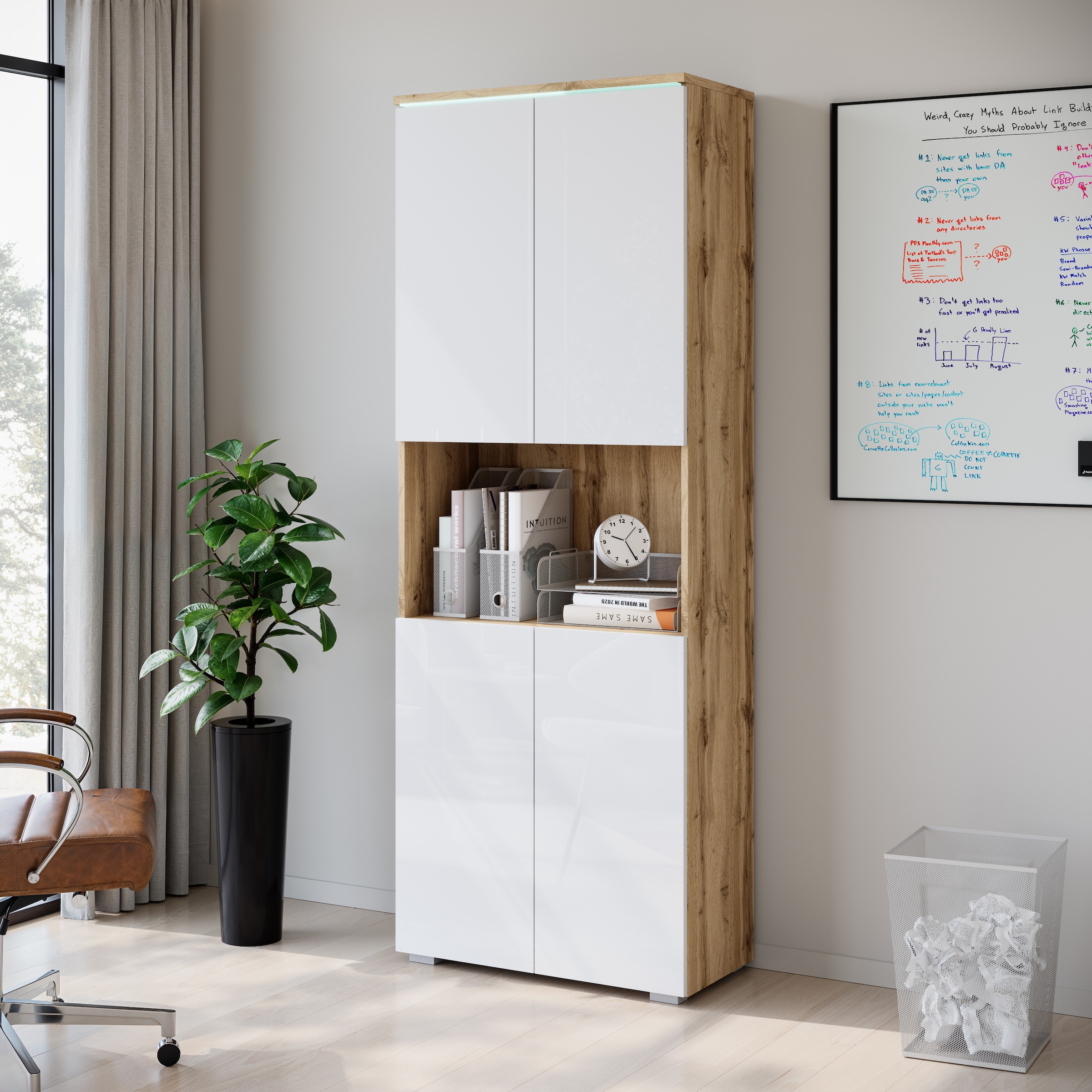 INOSIGN Aktenschrank »Vera, Mehrzweckschrank mit LED-Beleuchtung«, Praktischer Stauraum mit flexibel einstellbaren Ablageböden