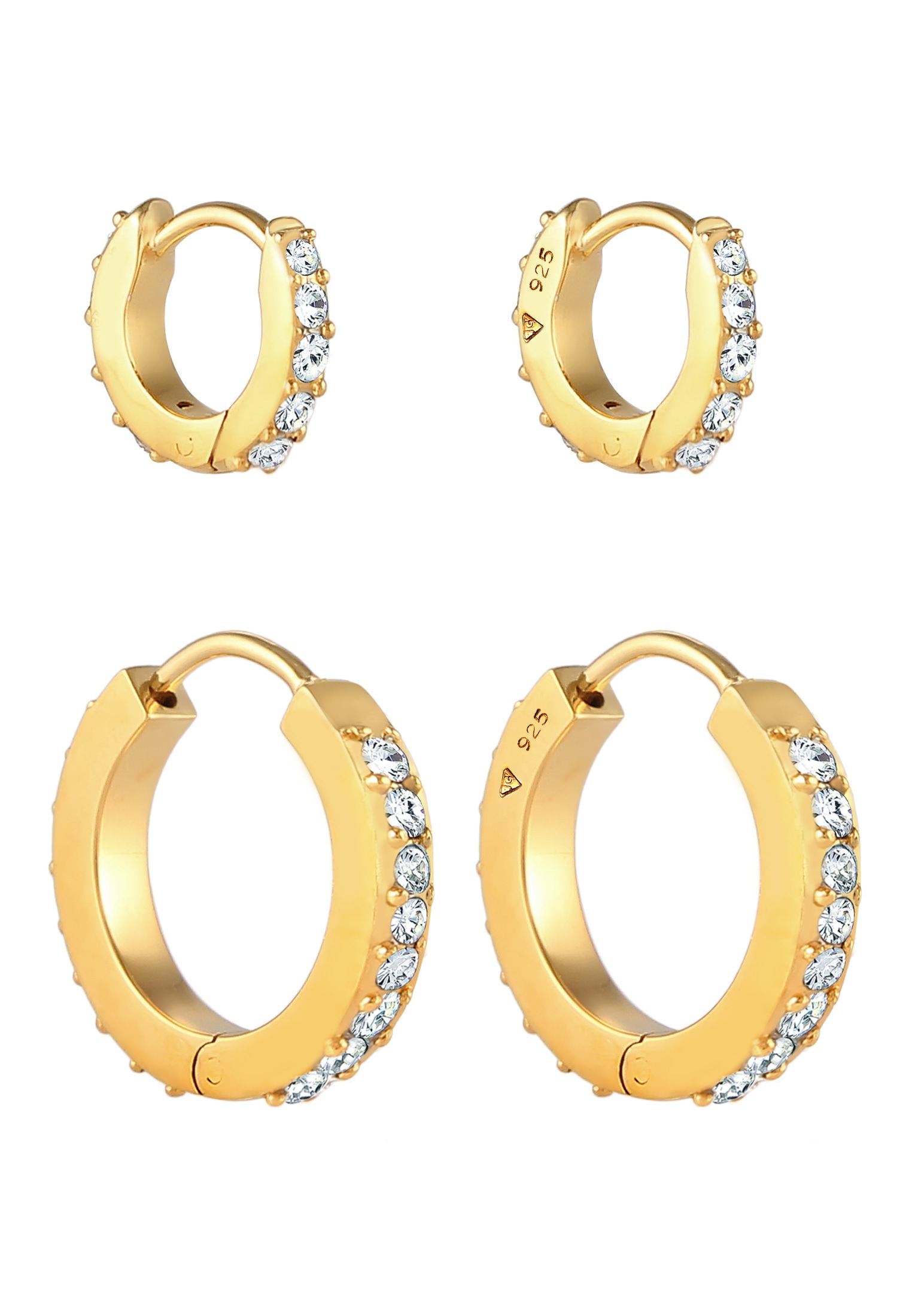 Elli Paar Creolen »Ohrringe Creolen Kristalle 2er Set 925 Silber«