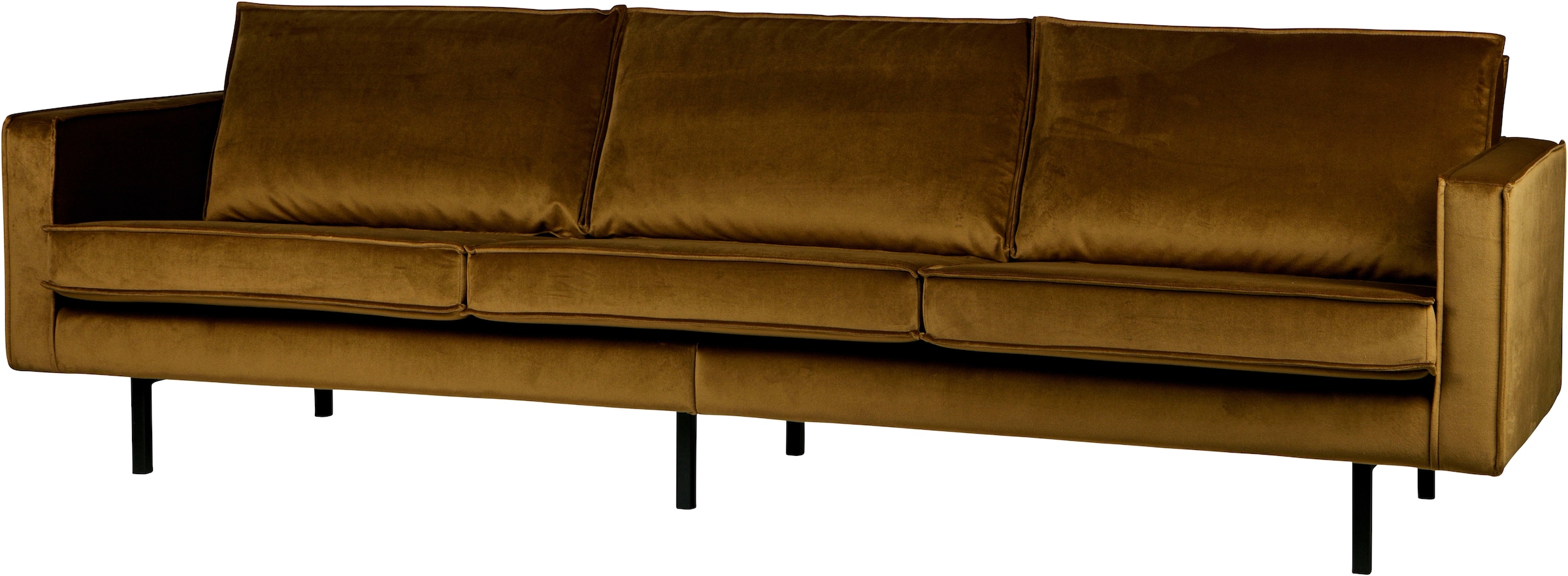WOOOD 3-Sitzer »Rodeo Bezug mit Zickzack-Federung, Metallbeine, H 85 x B 277 x T 86 cm« Velvet-Bezug, Tragkraft 250 kg, Maximale Verschleißfestigkeit