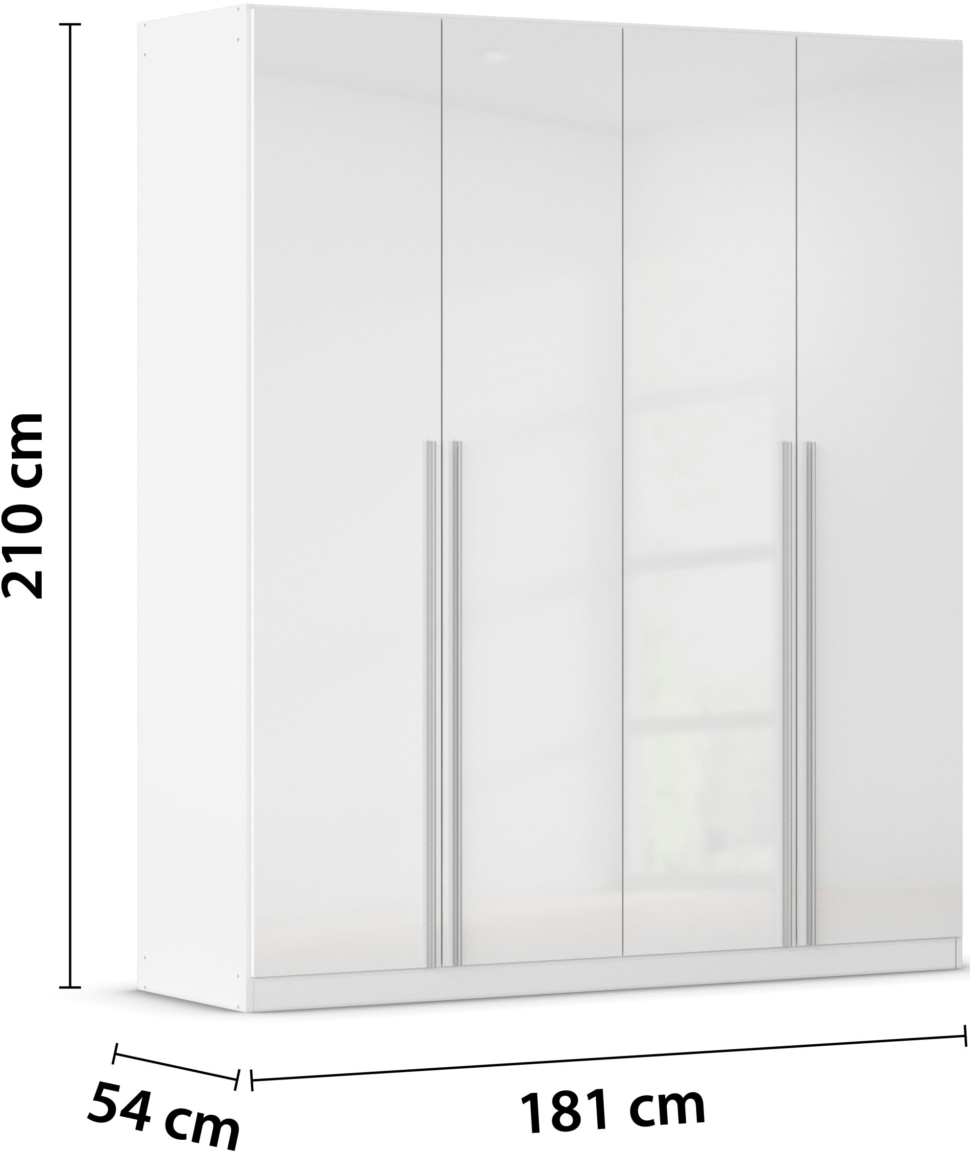 rauch Kleiderschrank »Schrank Drehtürenschrank Ankleide Garderobe Schlafzimmerschrank LORCA« Breiten: 181/271 cm, Höhe: 210 cm,  mit langen Griffstangen, elegante Hochglanz-Front MADE IN GERMANY