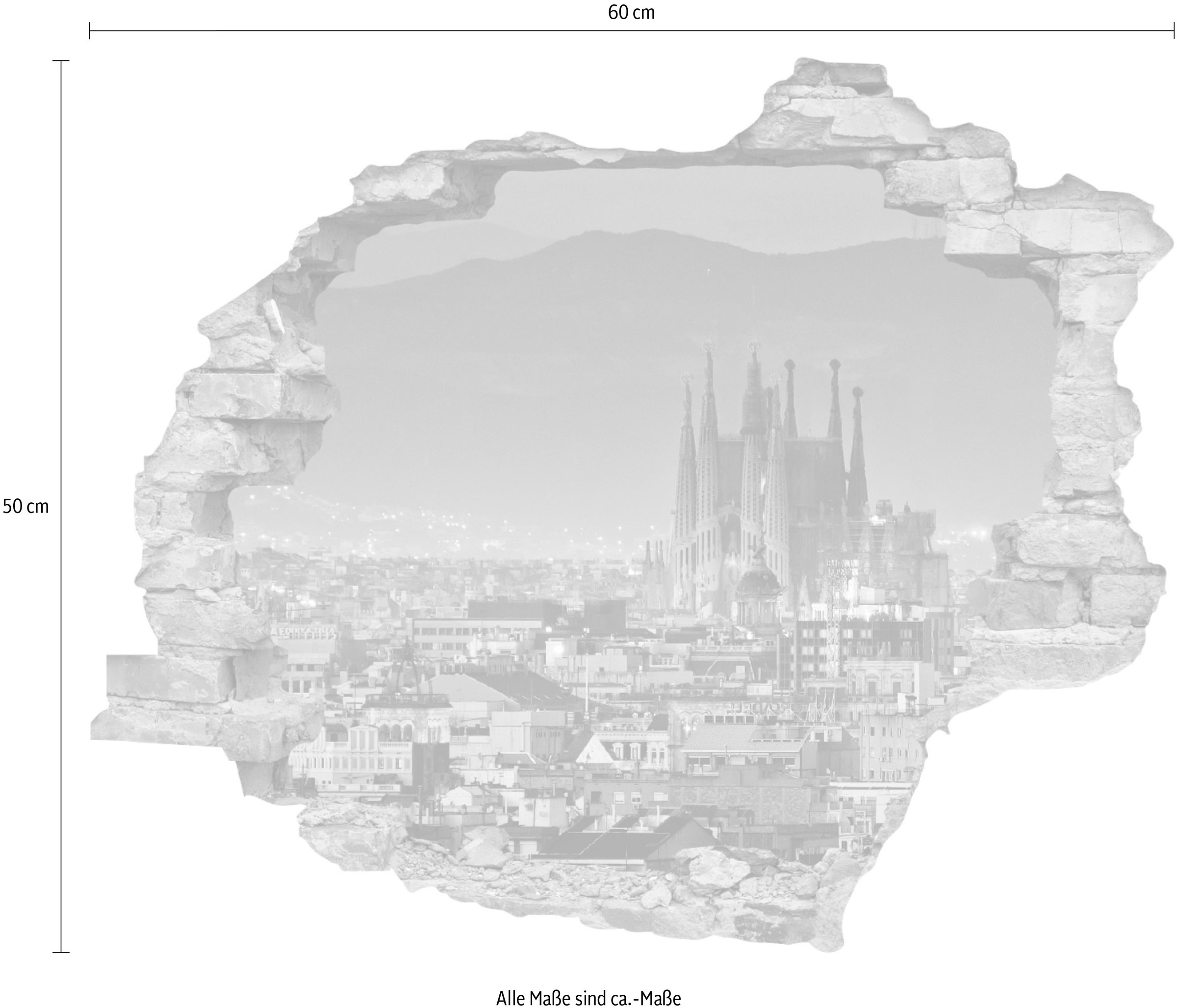 queence Wandtattoo »Stadt«, (1 St.), Wandsticker, Wandbild, selbstklebend, 3D, Wanddurchbruch